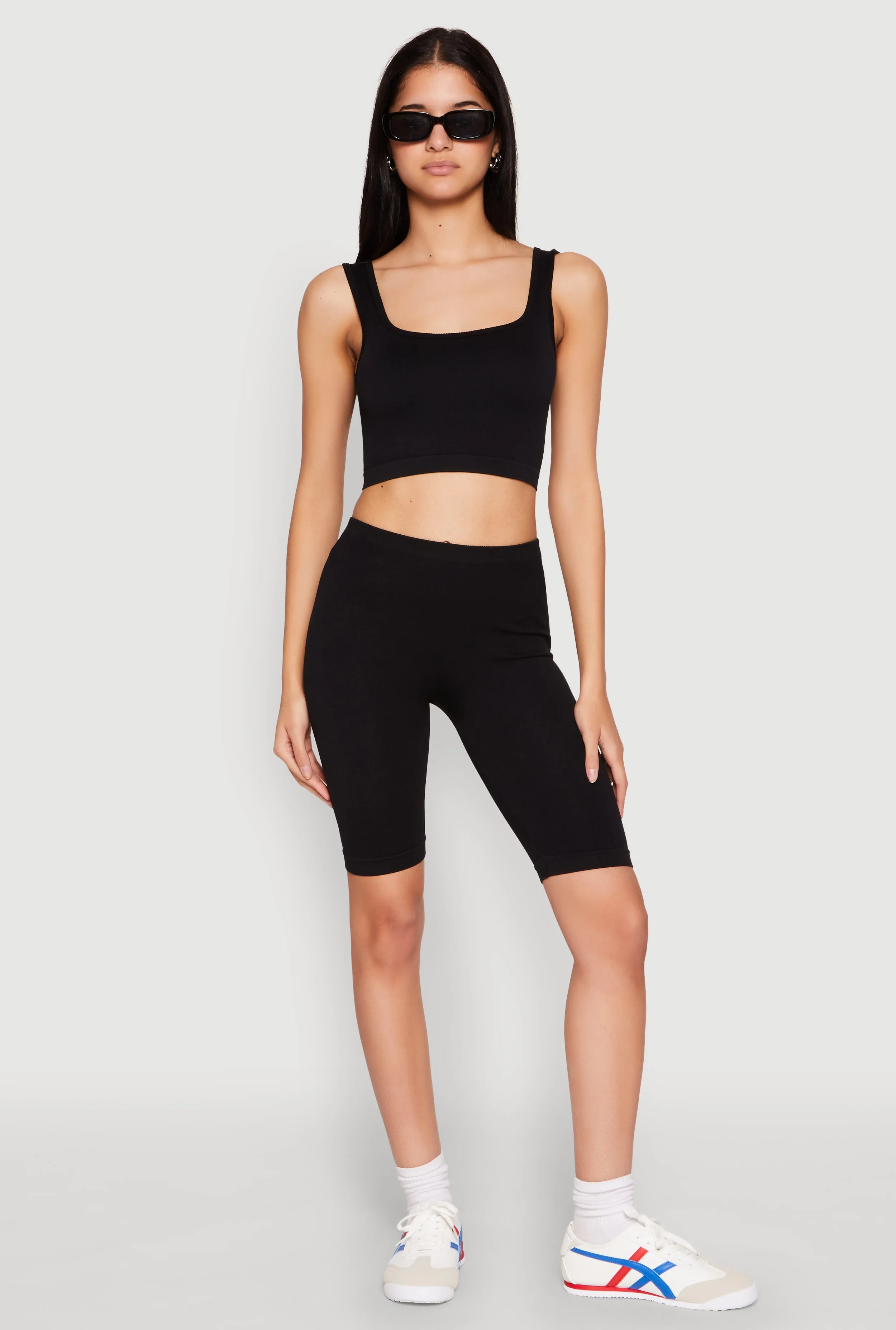 Seamless Square Neck Crop Top and Biker Shorts sold by Rainbow product image thumbnail 2