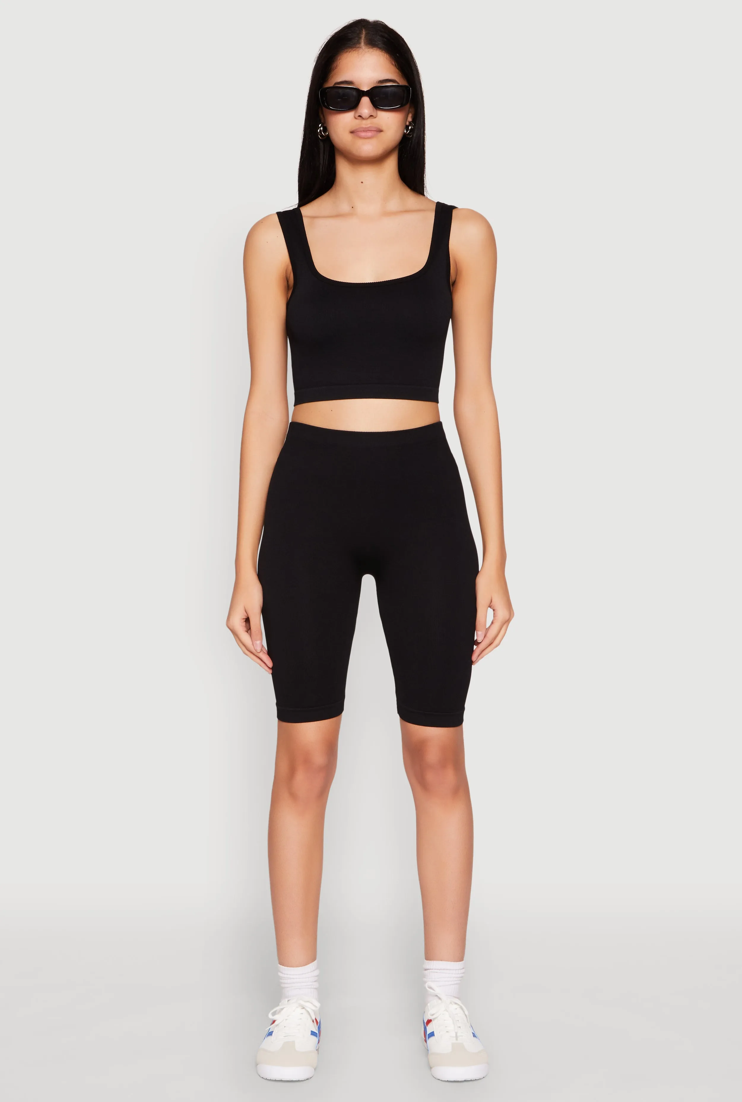 Seamless Square Neck Crop Top and Biker Shorts sold by Rainbow