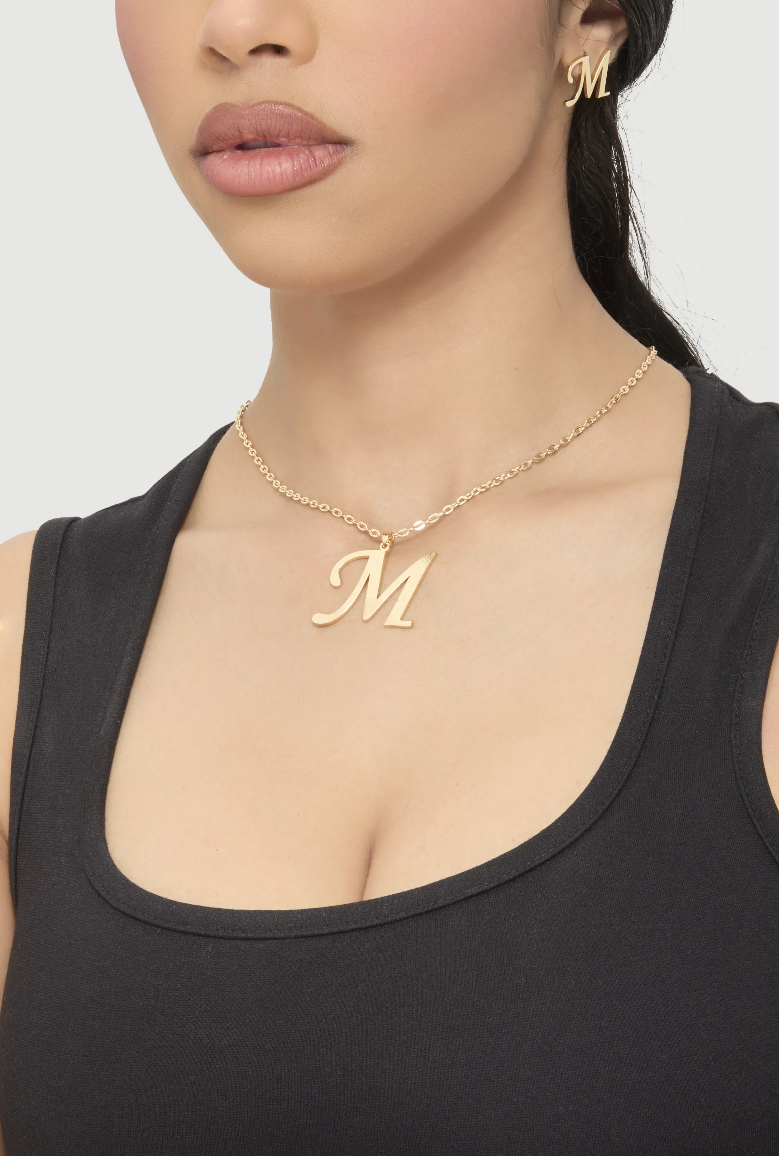 M Initial Necklace and Earrings sold by Rainbow product image thumbnail 2