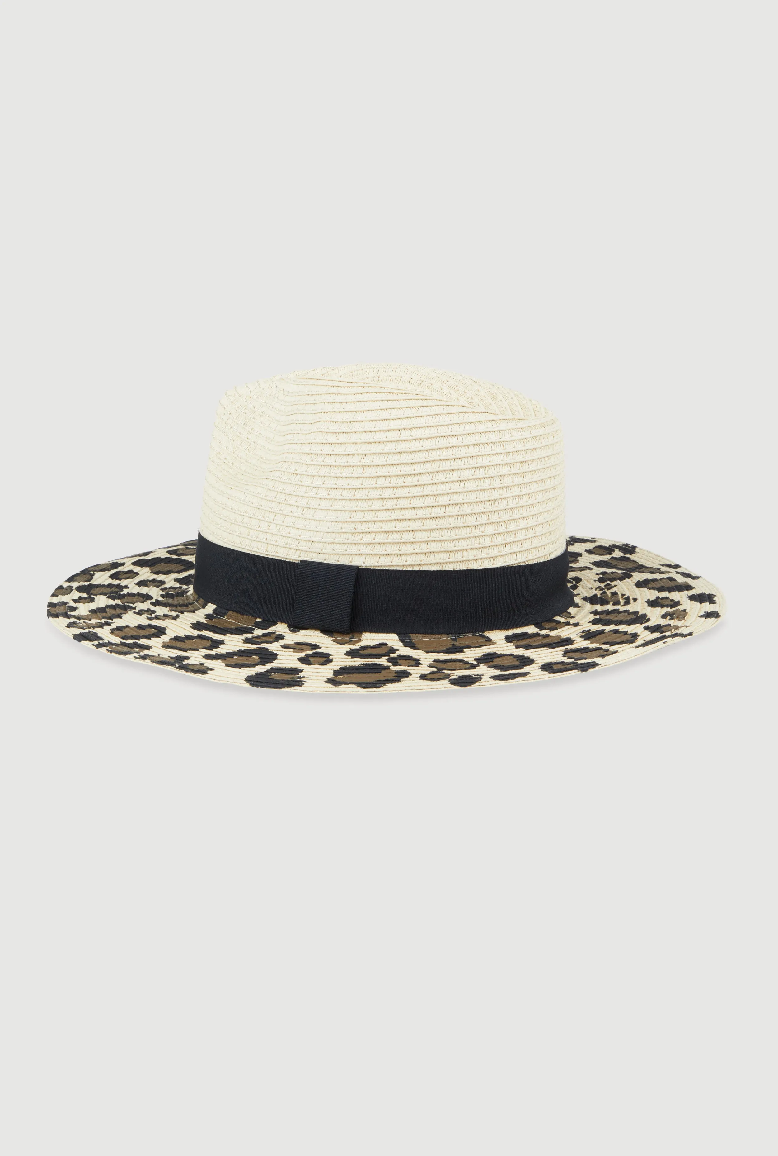 Animal Print Straw Fedora Hat sold by Rainbow