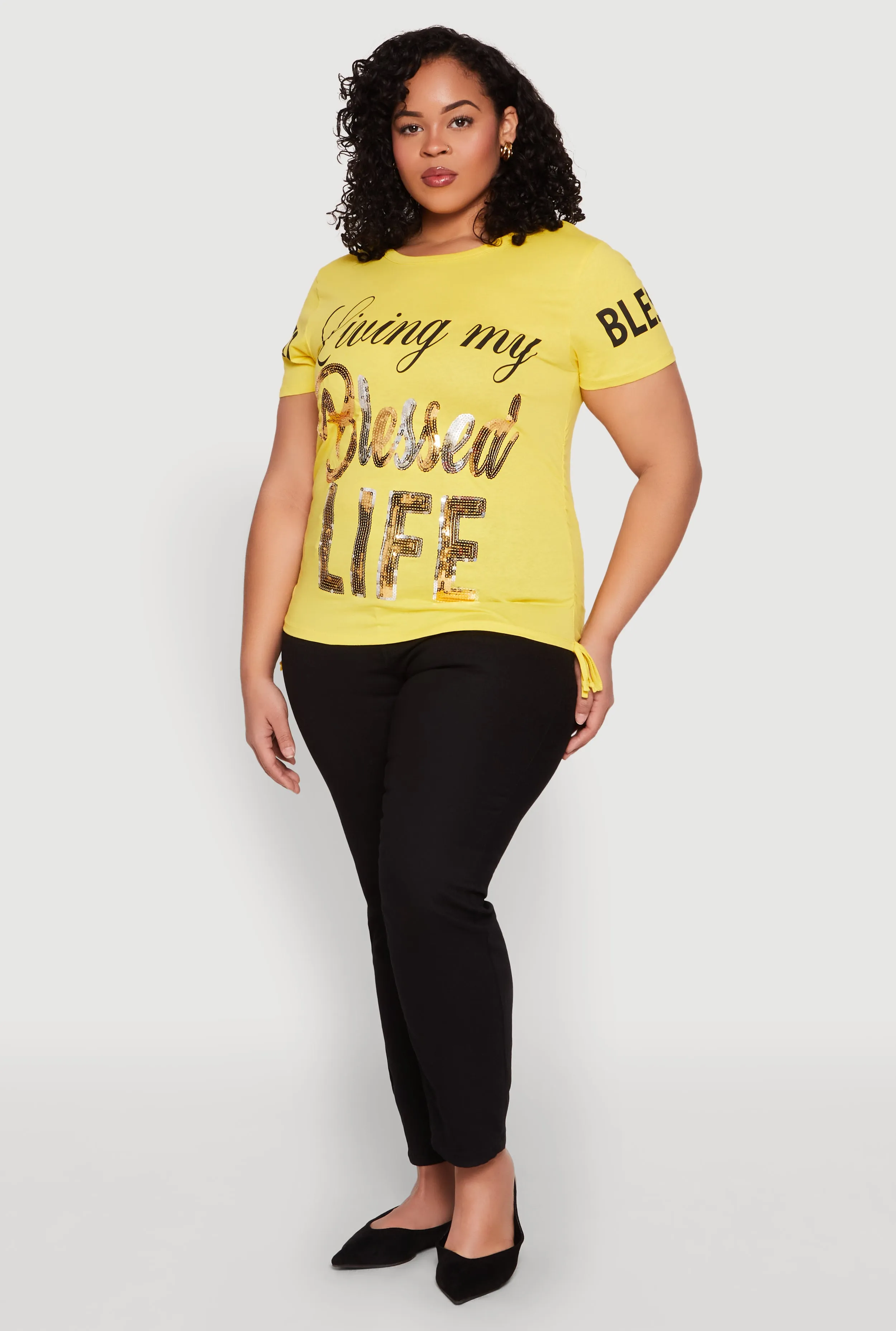 Plus Size Sequin Blessed Life Graphic Tee sold by Rainbow product image thumbnail 3