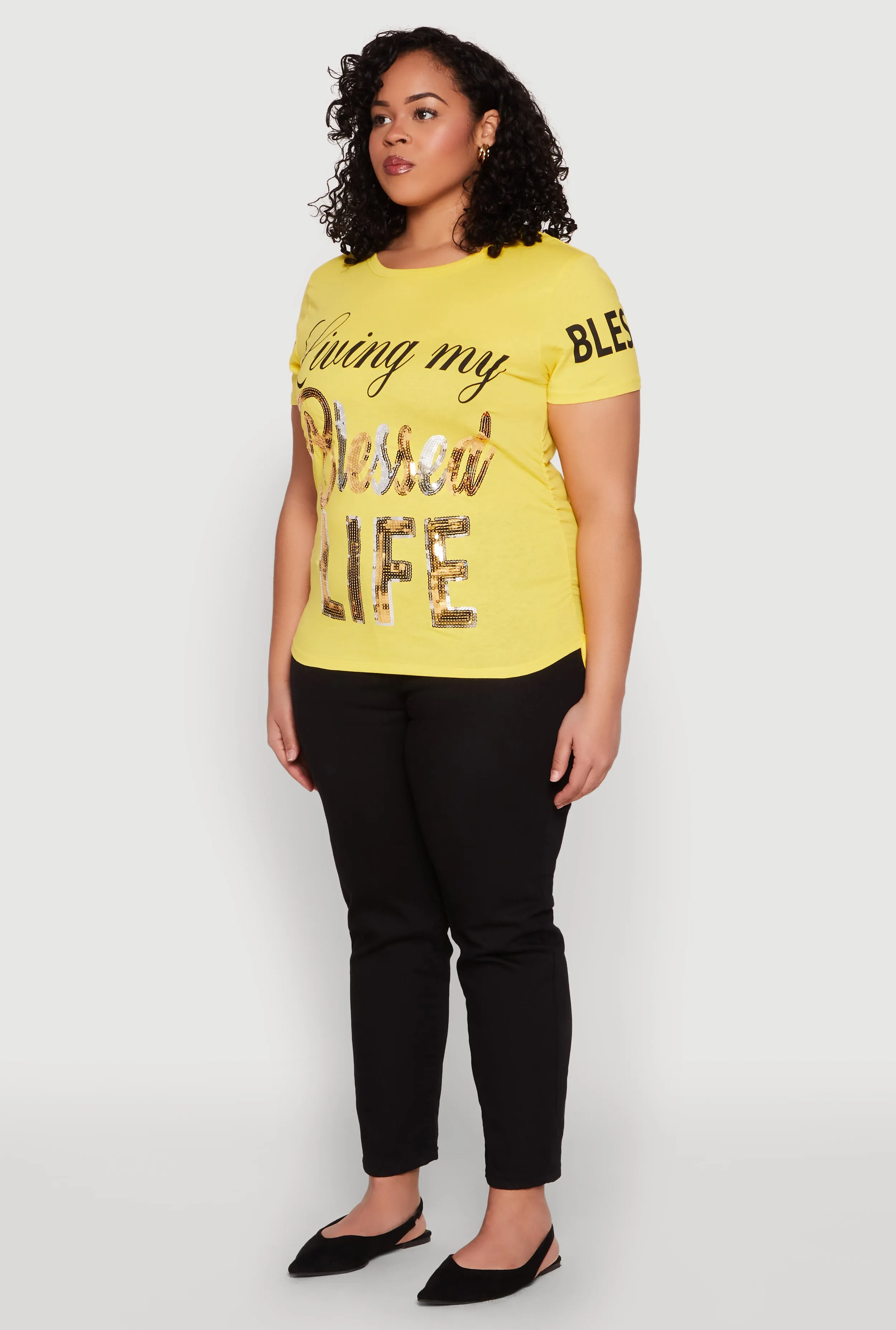 Plus Size Sequin Blessed Life Graphic Tee sold by Rainbow product image thumbnail 5