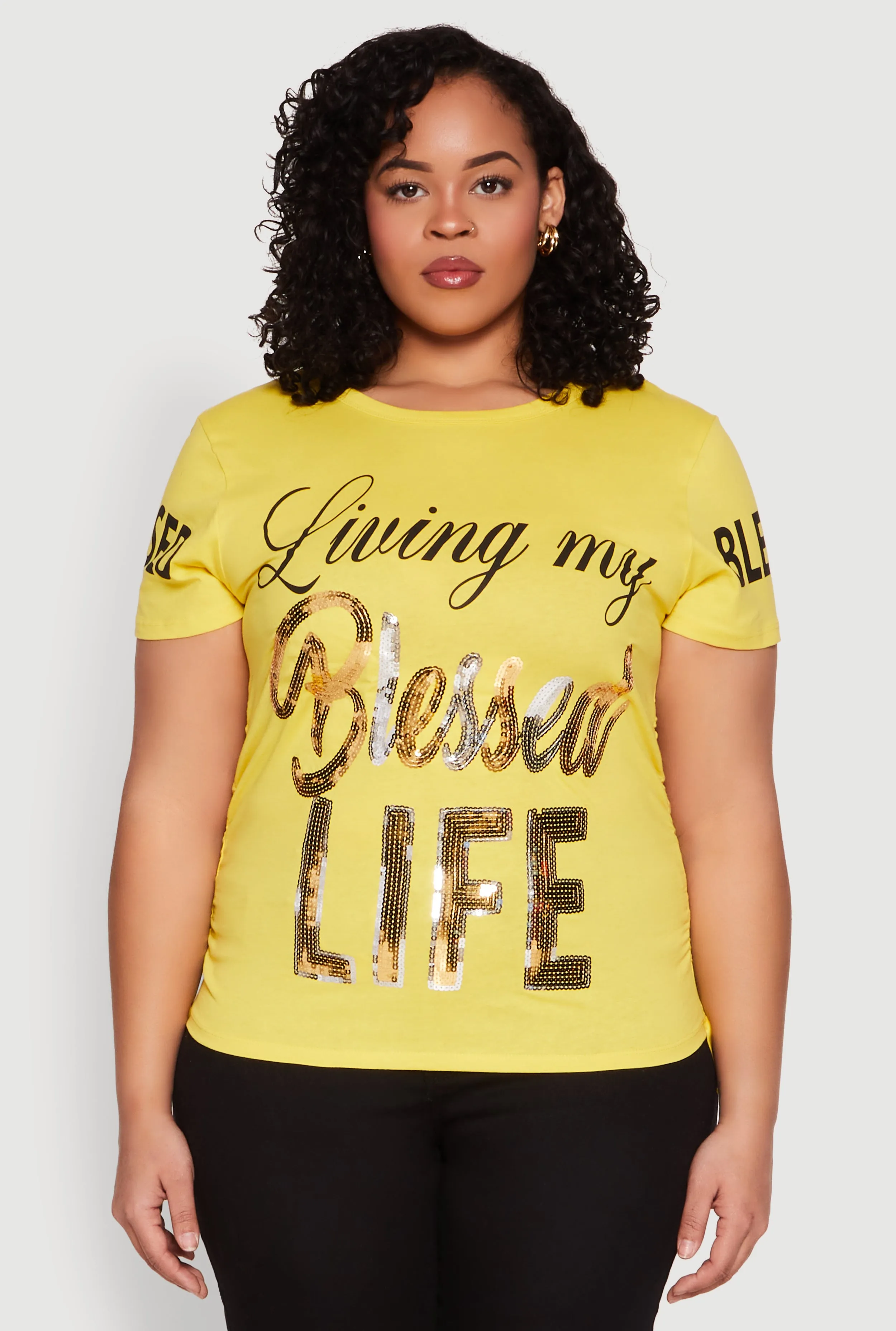 Plus Size Sequin Blessed Life Graphic Tee sold by Rainbow product image thumbnail 2