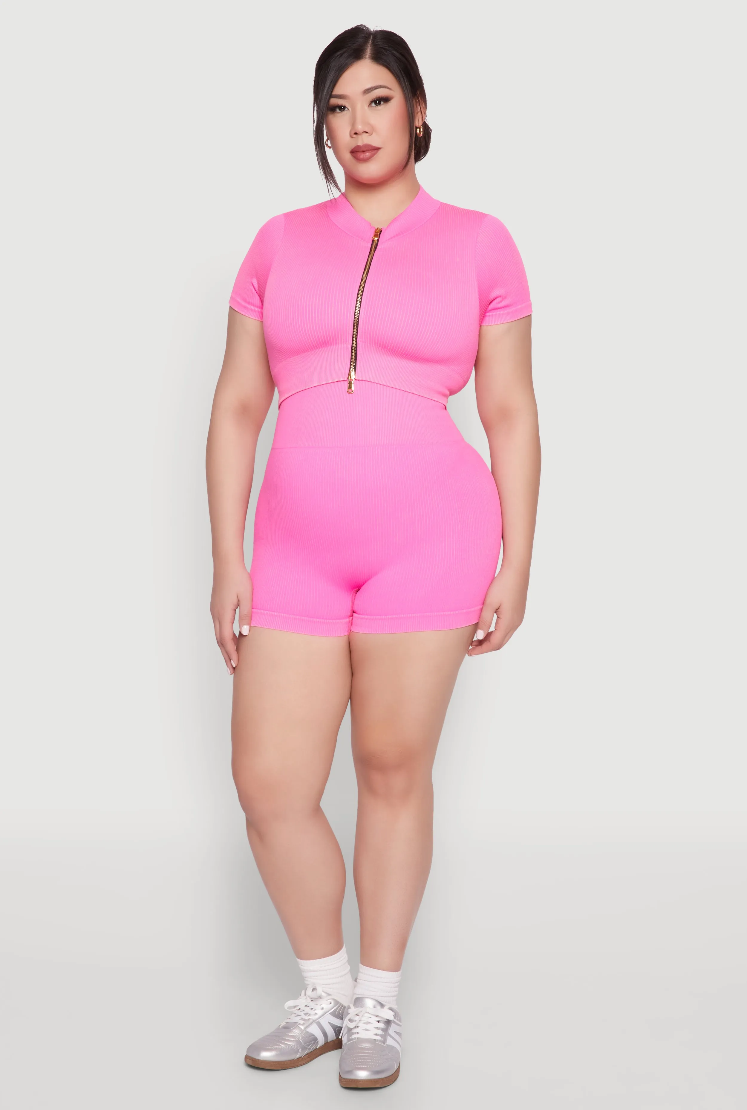 Plus Size Daisy Mineral Wash Seamless Zip Front Top sold by Rainbow product image thumbnail 3