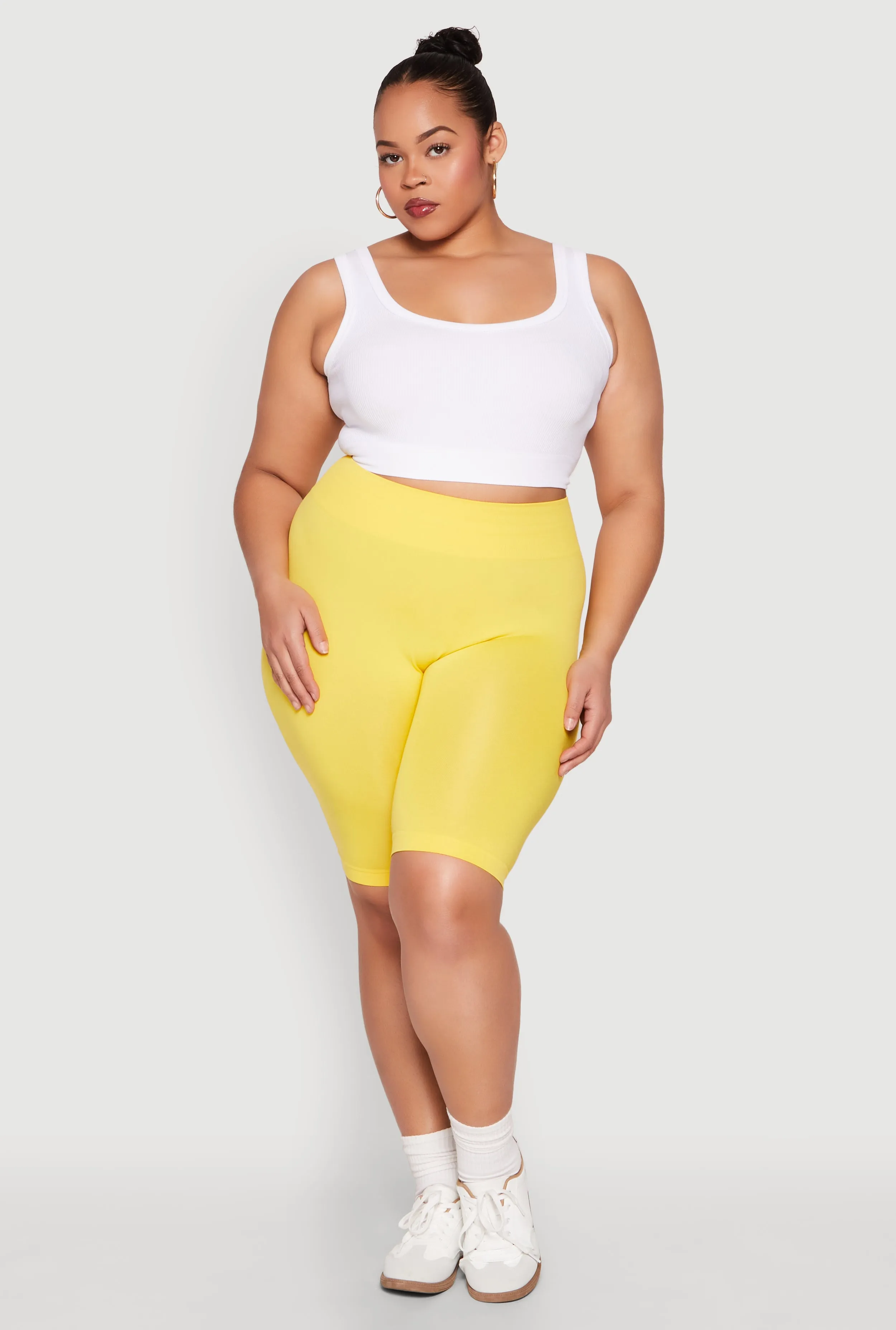 Plus Size High Waist Seamless Biker Shorts sold by Rainbow