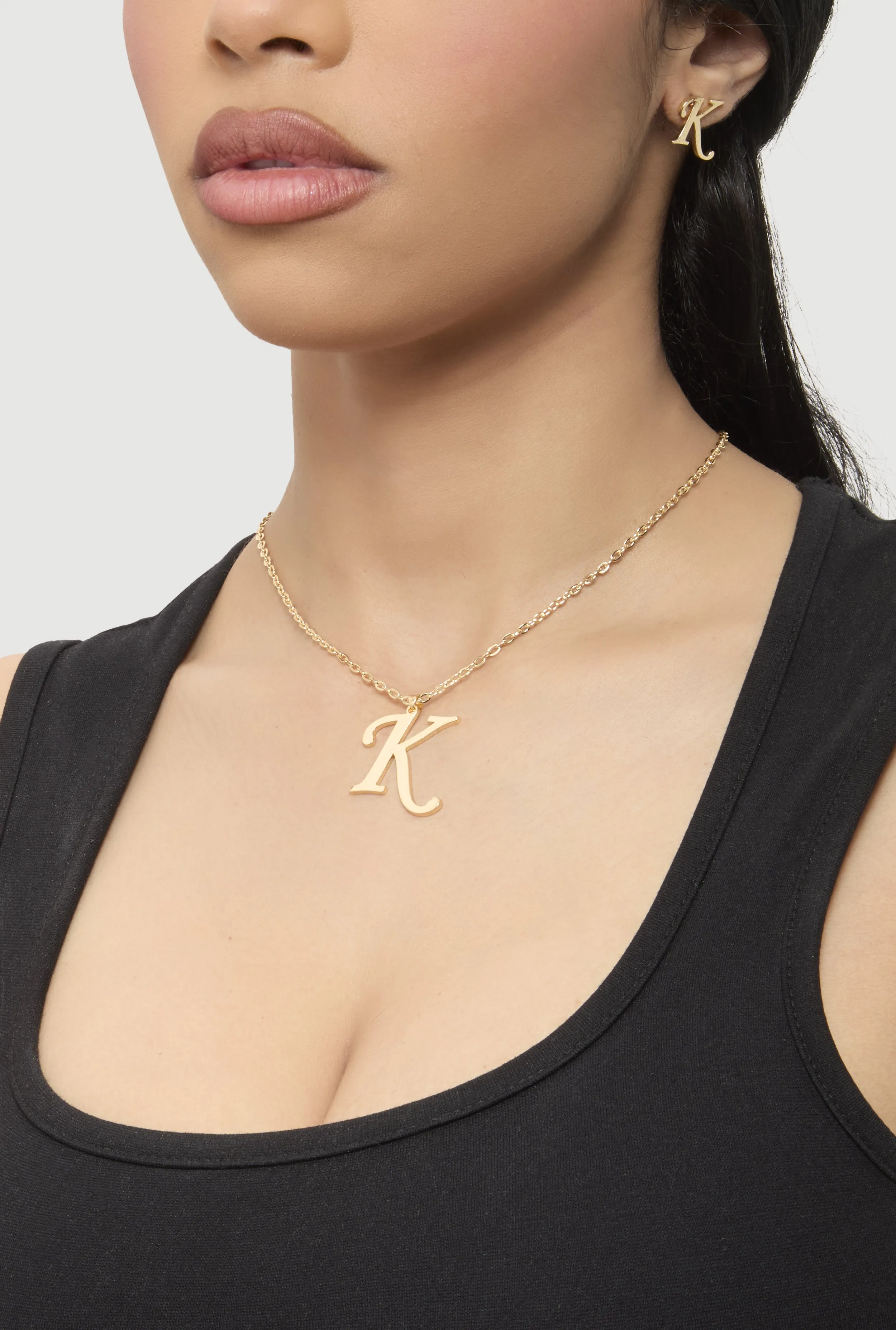 K Initial Necklace and Earrings sold by Rainbow product image thumbnail 2