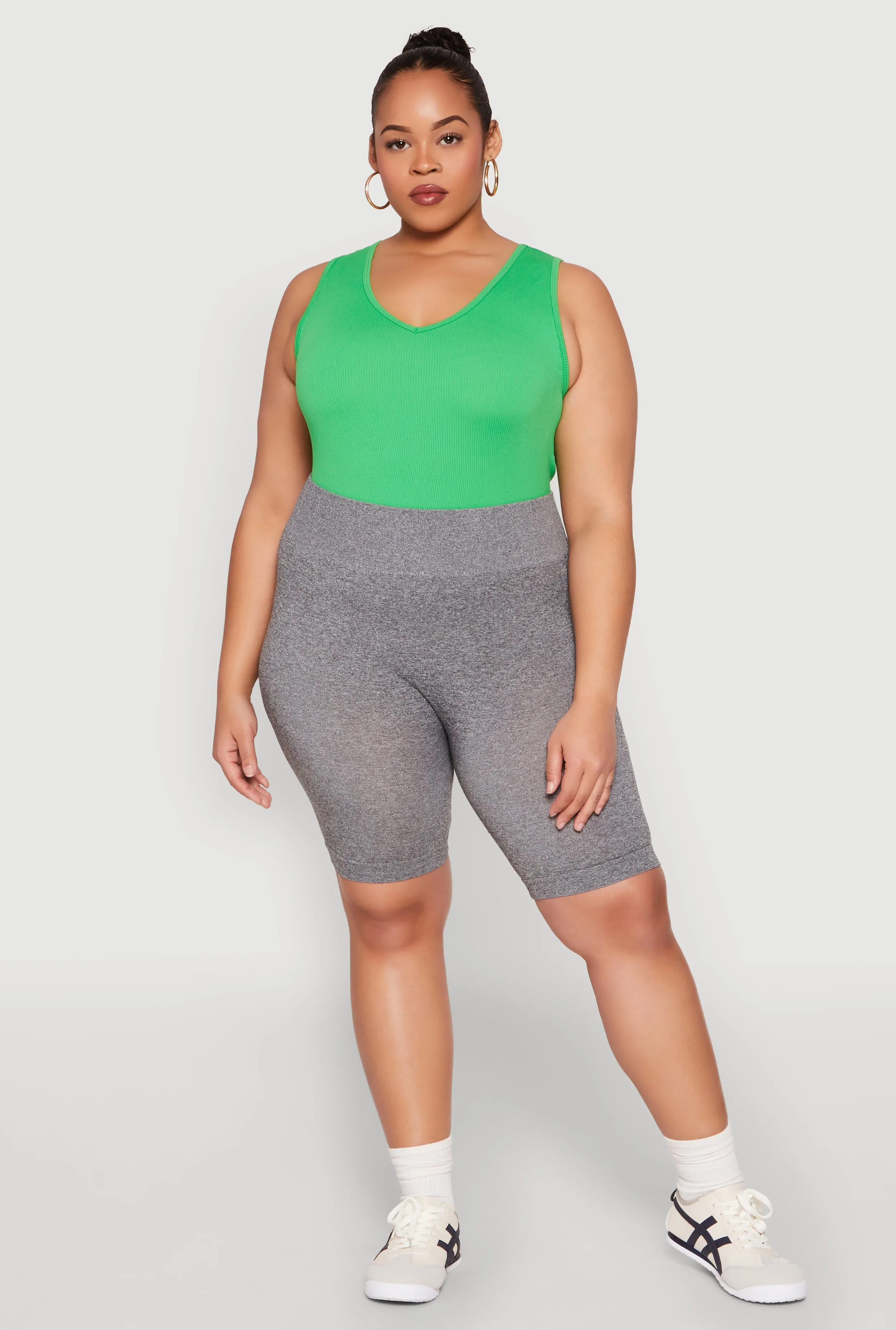 Plus Size High Waist Seamless Biker Shorts sold by Rainbow