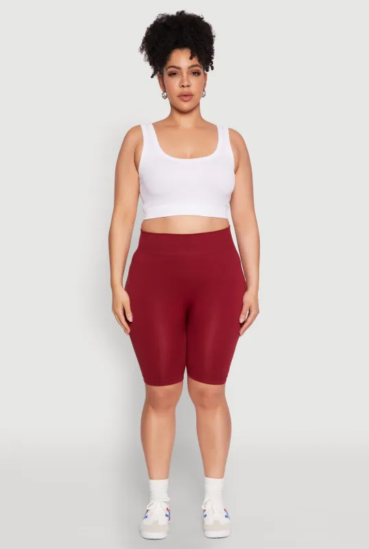 Plus Size High Waist Seamless Biker Shorts sold by Rainbow