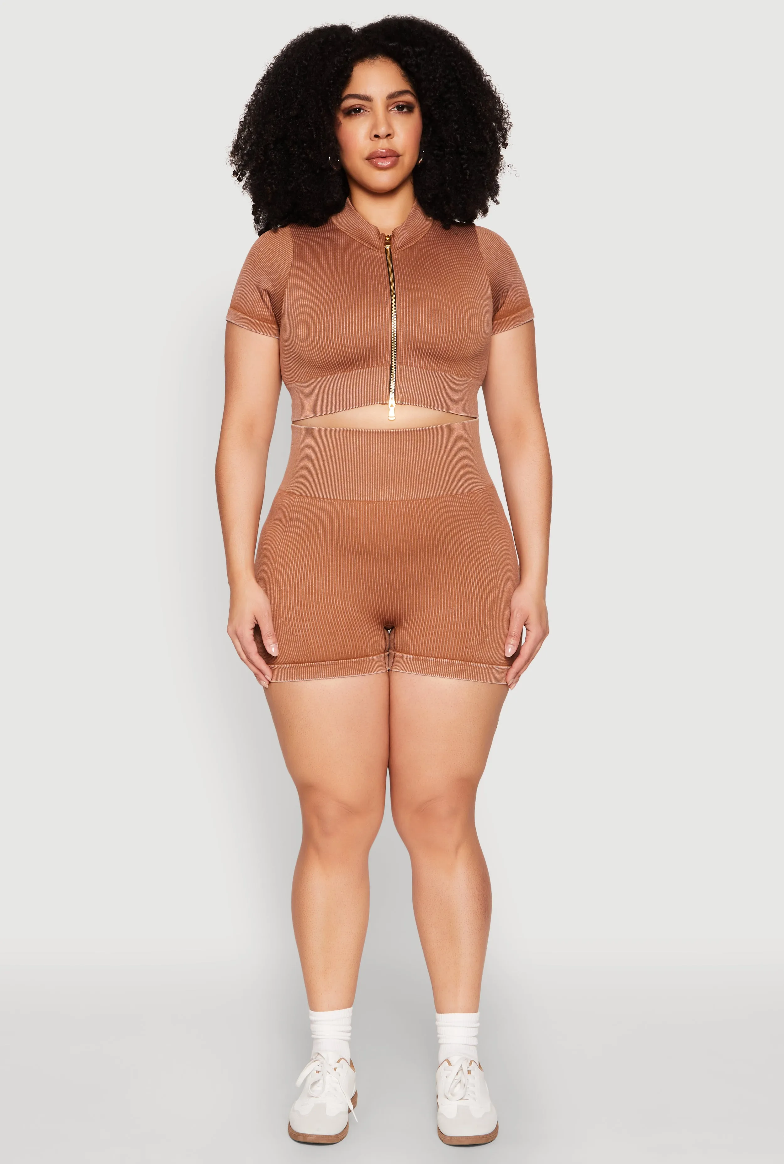 Plus Size Daisy Mineral Wash Seamless Bike Shorts sold by Rainbow