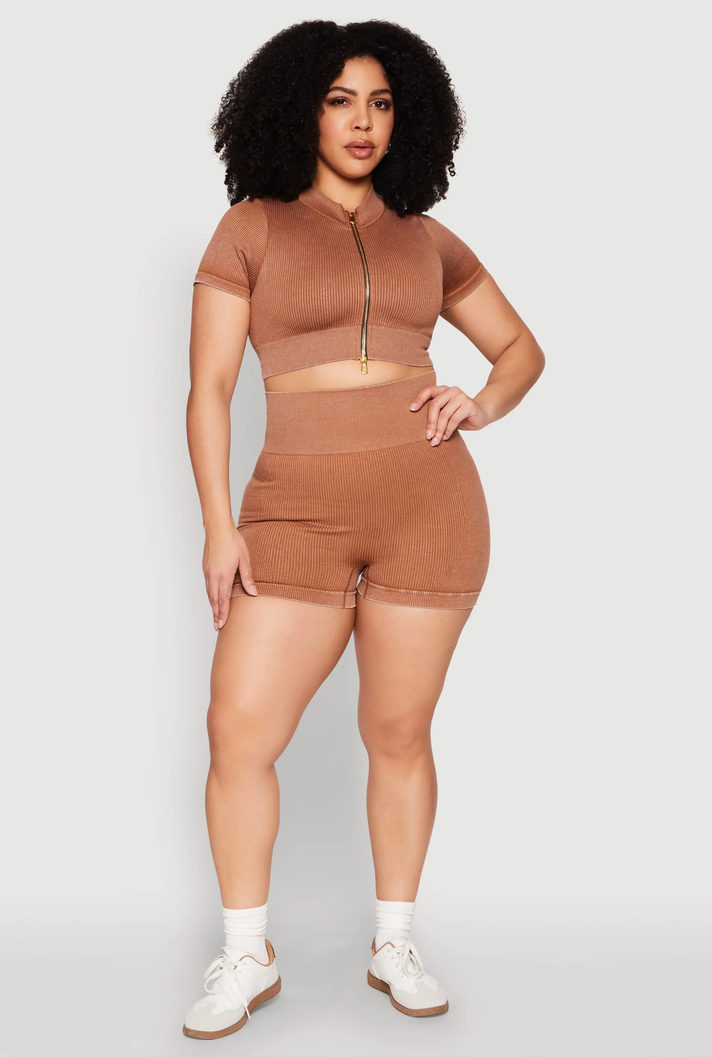 Plus Size Daisy Mineral Wash Seamless Bike Shorts sold by Rainbow product image thumbnail 2