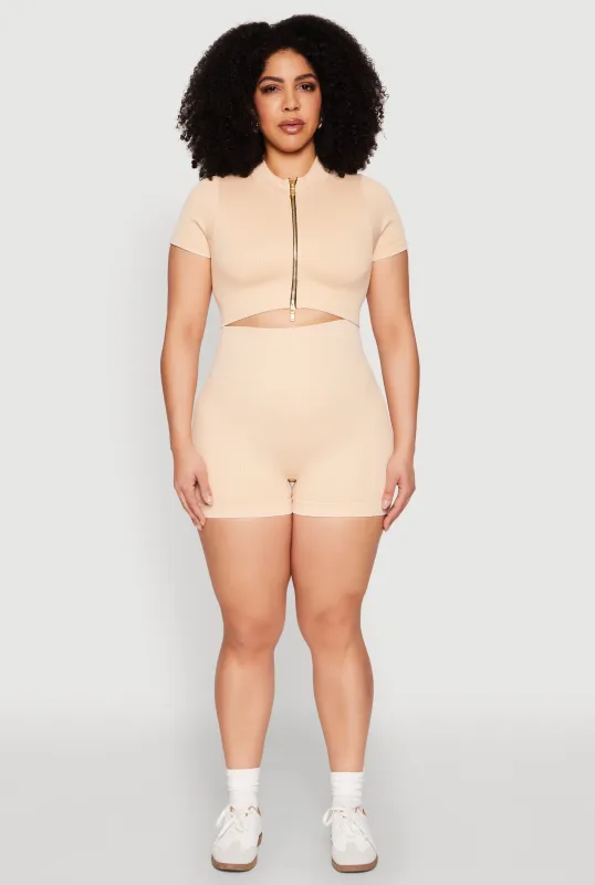 Plus Size Daisy Mineral Wash Seamless Bike Shorts sold by Rainbow