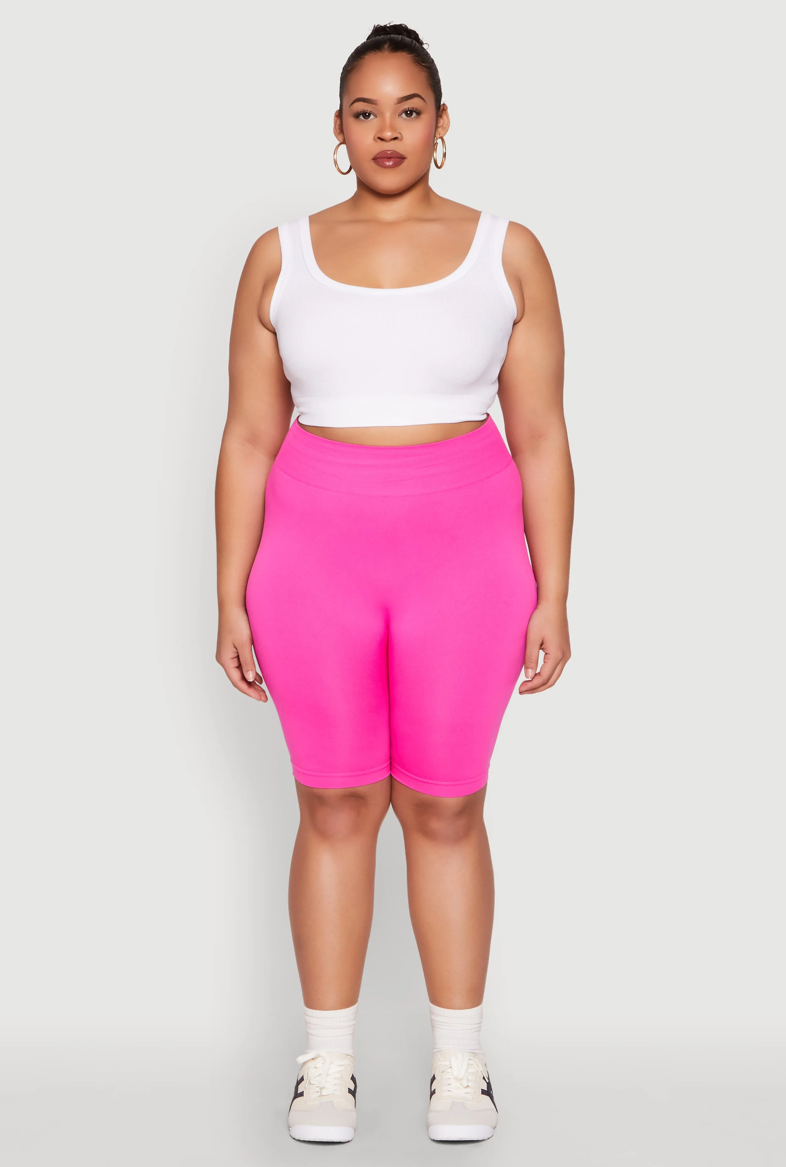 Plus Size High Waist Seamless Biker Shorts sold by Rainbow