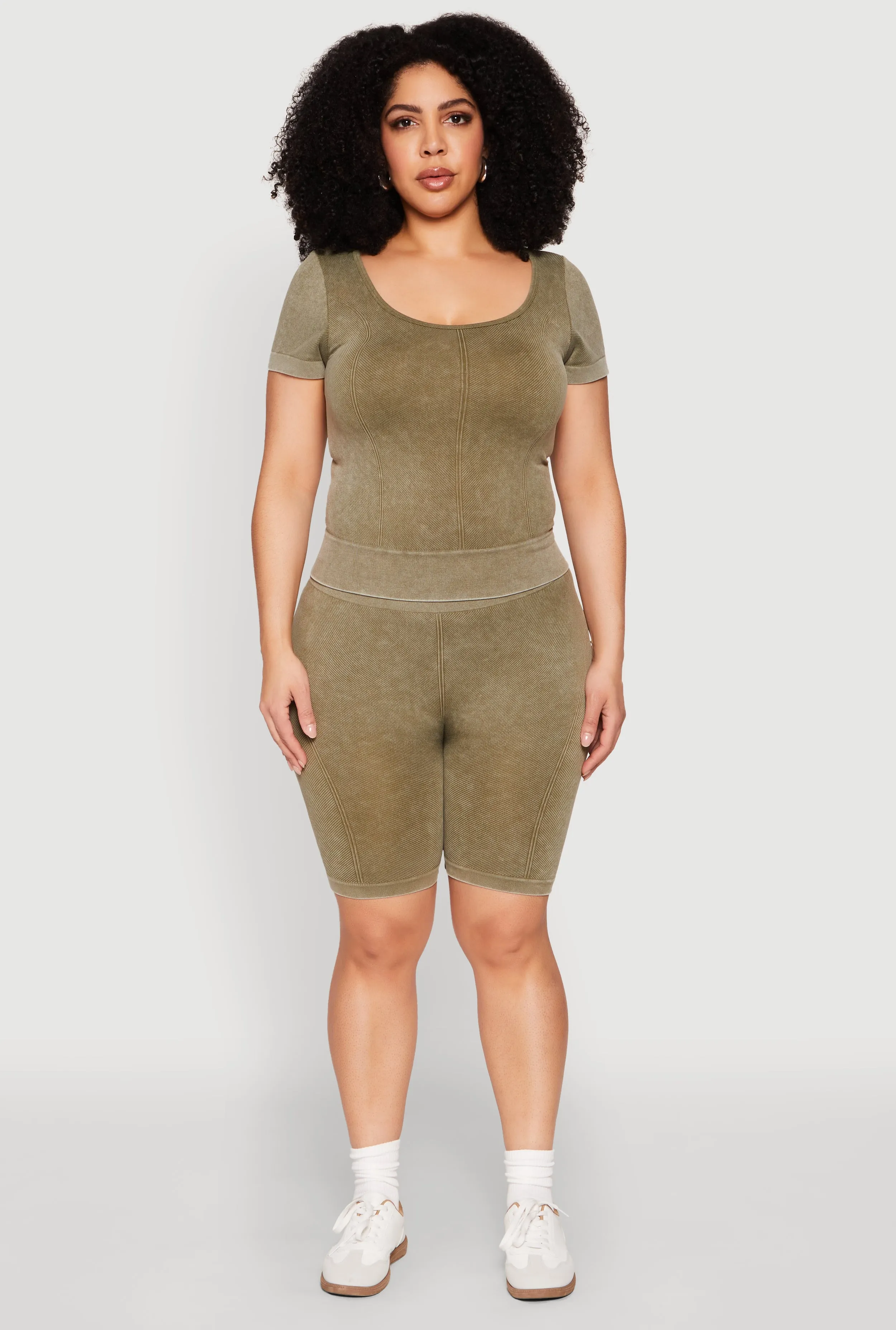 Plus Size Mineral Wash Biker Shorts sold by Rainbow