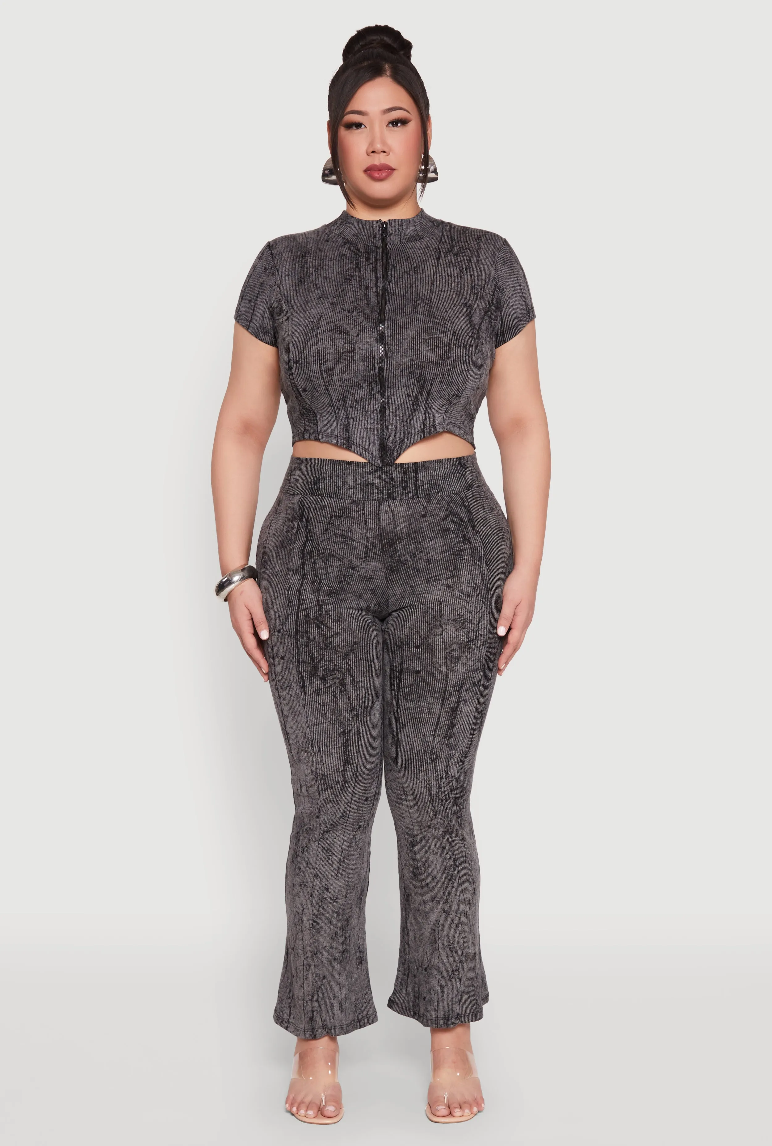 Plus Size Mineral Wash Boot Cut Pants sold by Rainbow