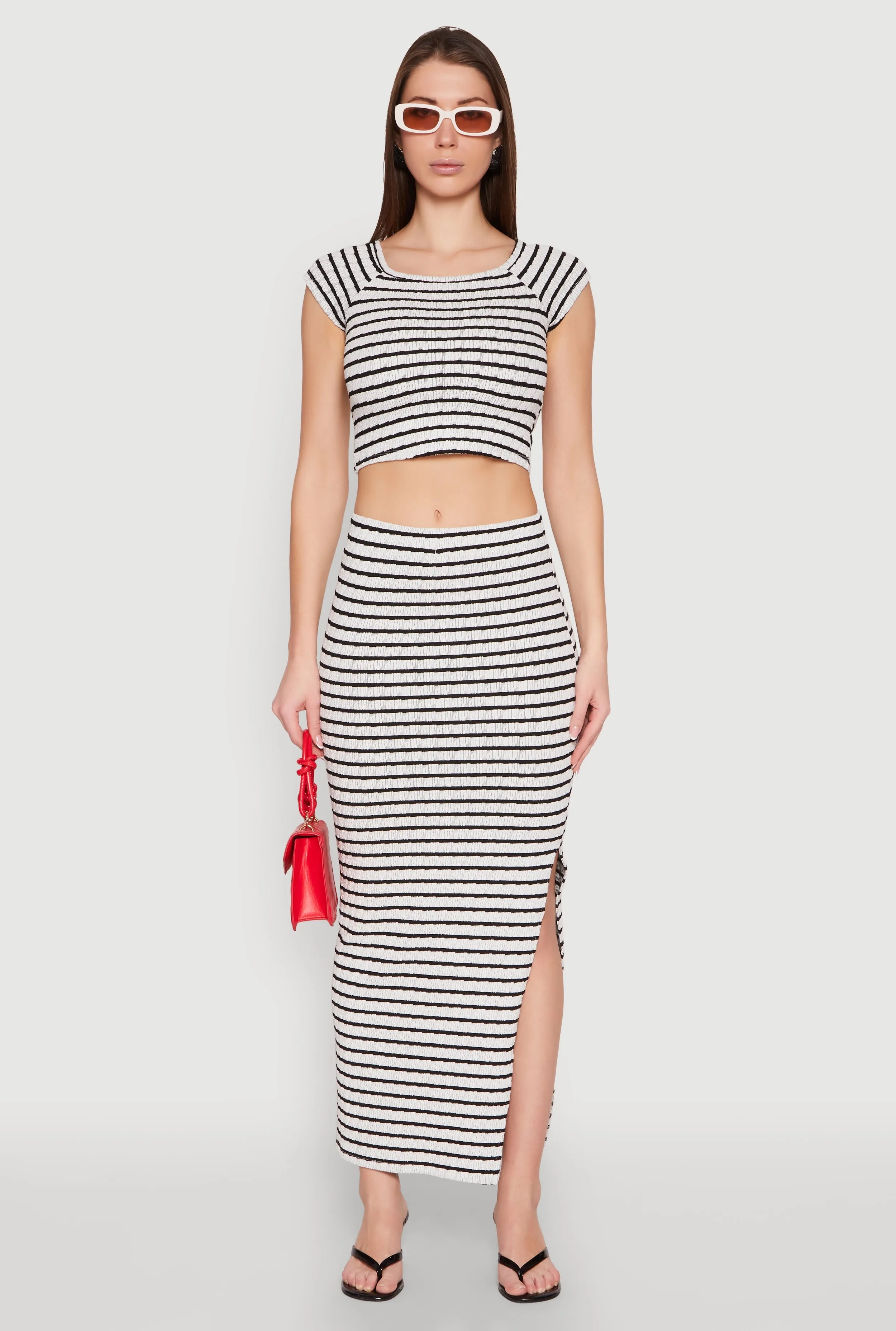 Almost Famous Striped Side Slit Skirt sold by Rainbow product image thumbnail 2