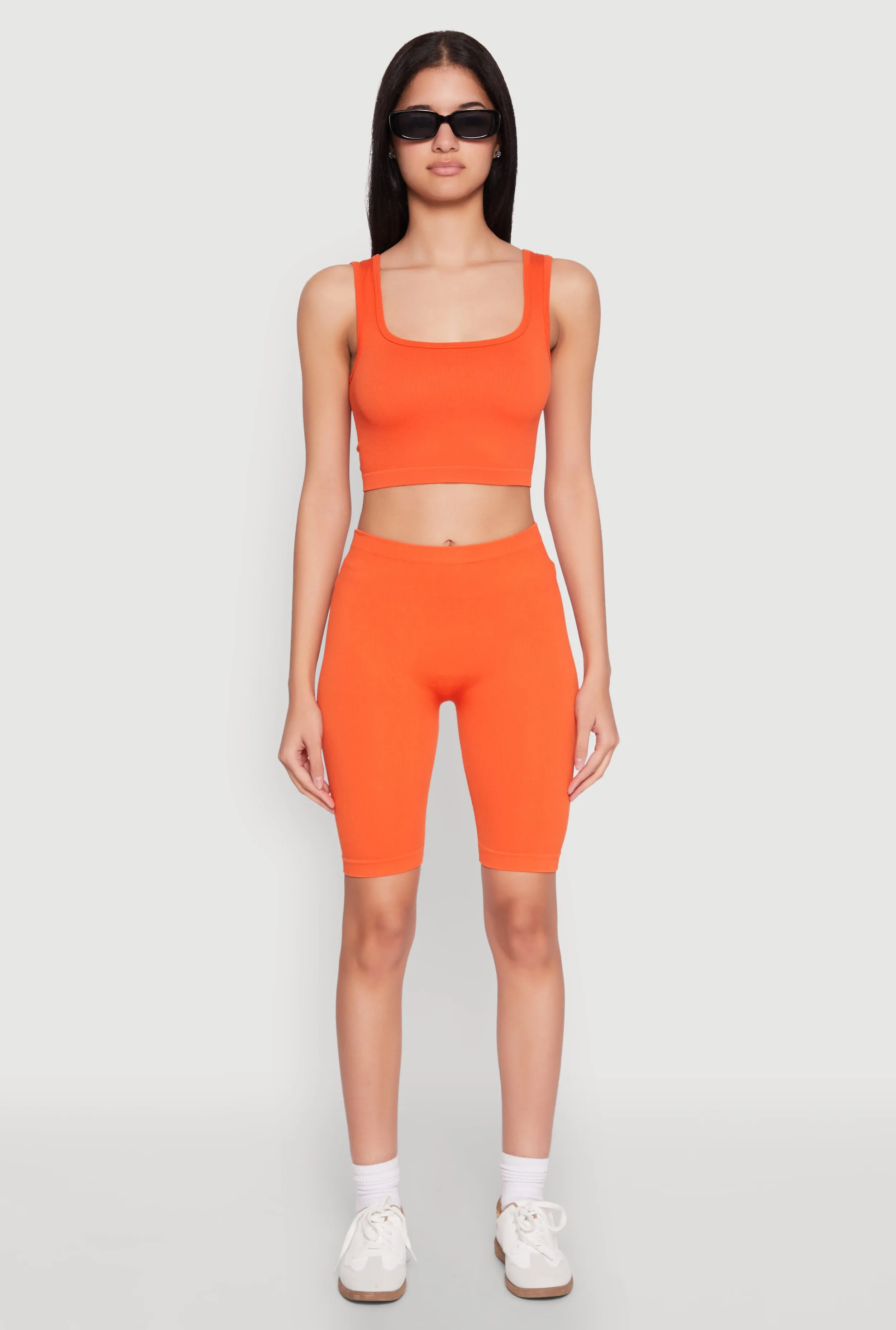 Seamless Square Neck Crop Top and Biker Shorts sold by Rainbow
