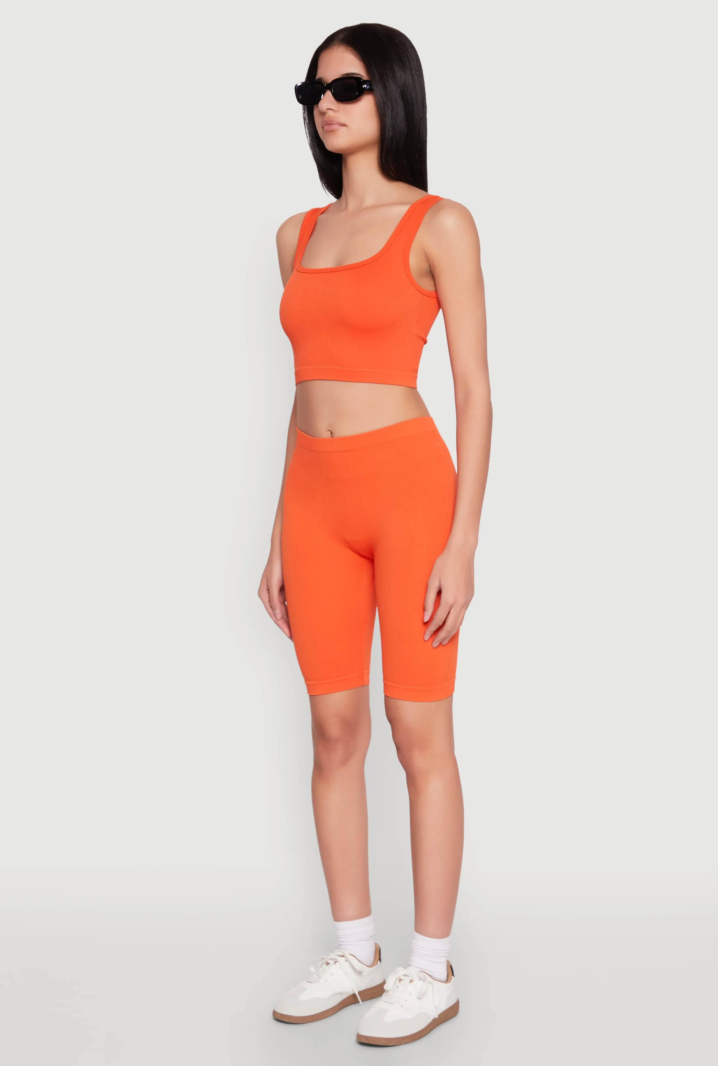 Seamless Square Neck Crop Top and Biker Shorts sold by Rainbow product image thumbnail 3