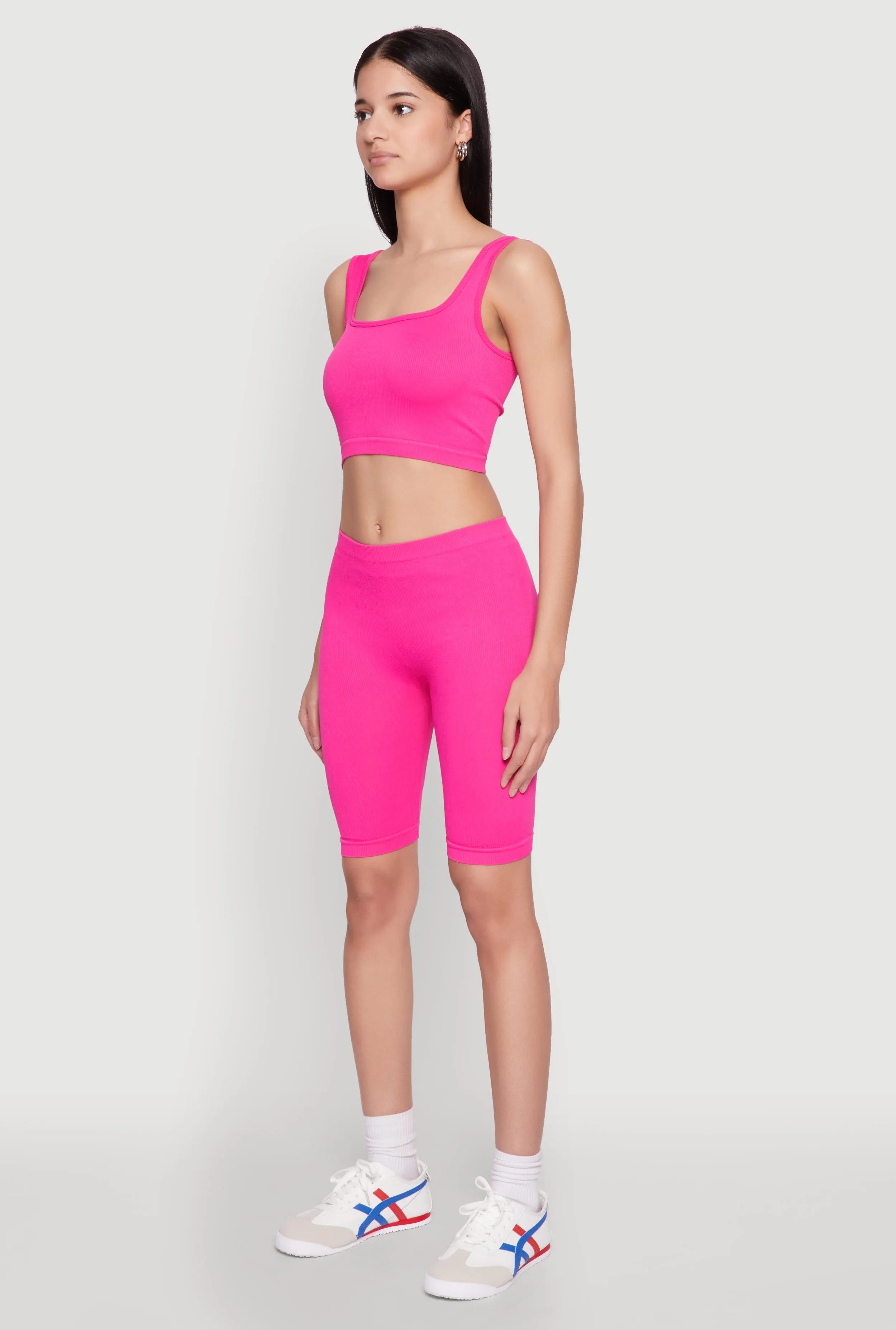 Seamless Square Neck Crop Top and Biker Shorts sold by Rainbow product image thumbnail 3