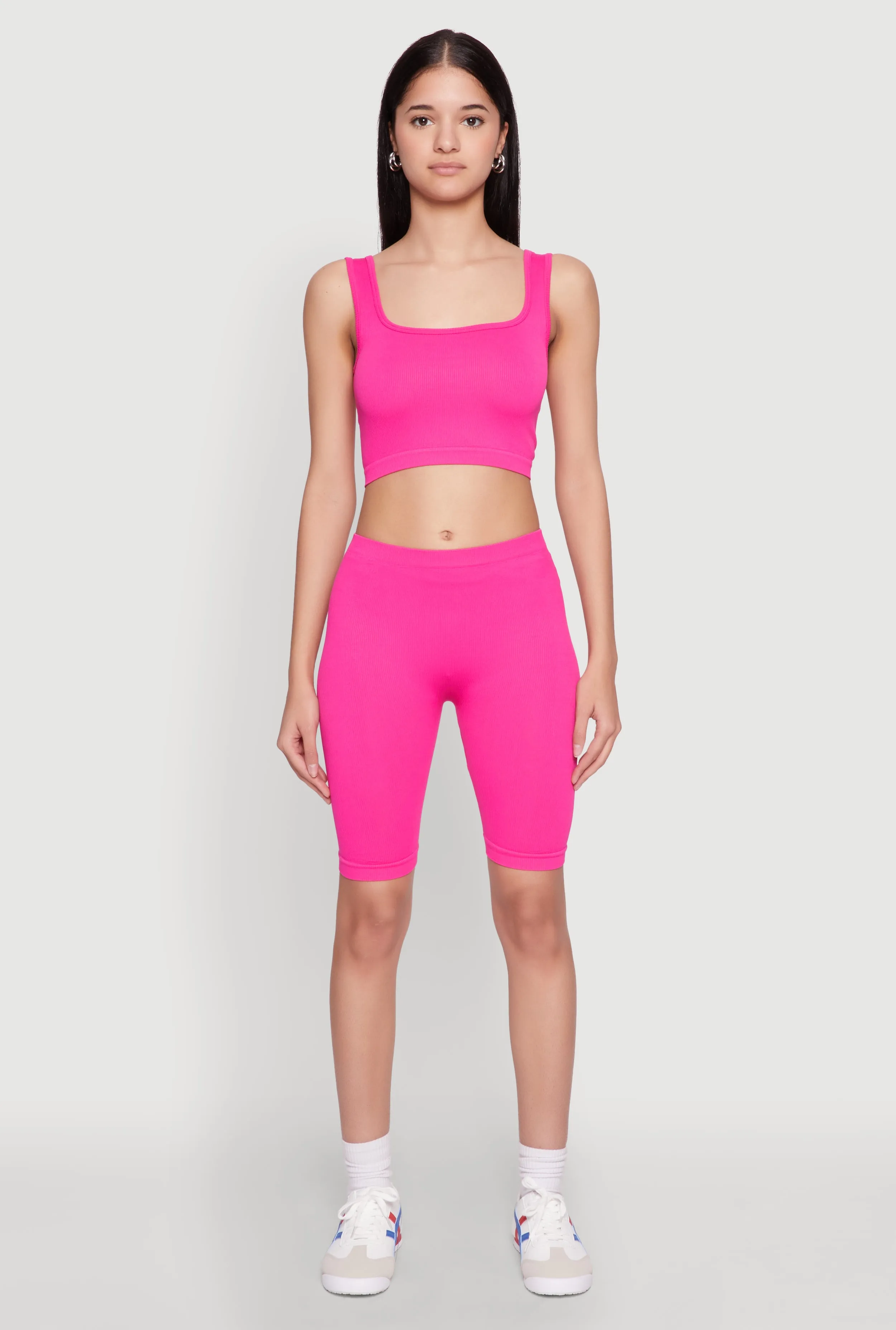 Seamless Square Neck Crop Top and Biker Shorts sold by Rainbow product image thumbnail 2