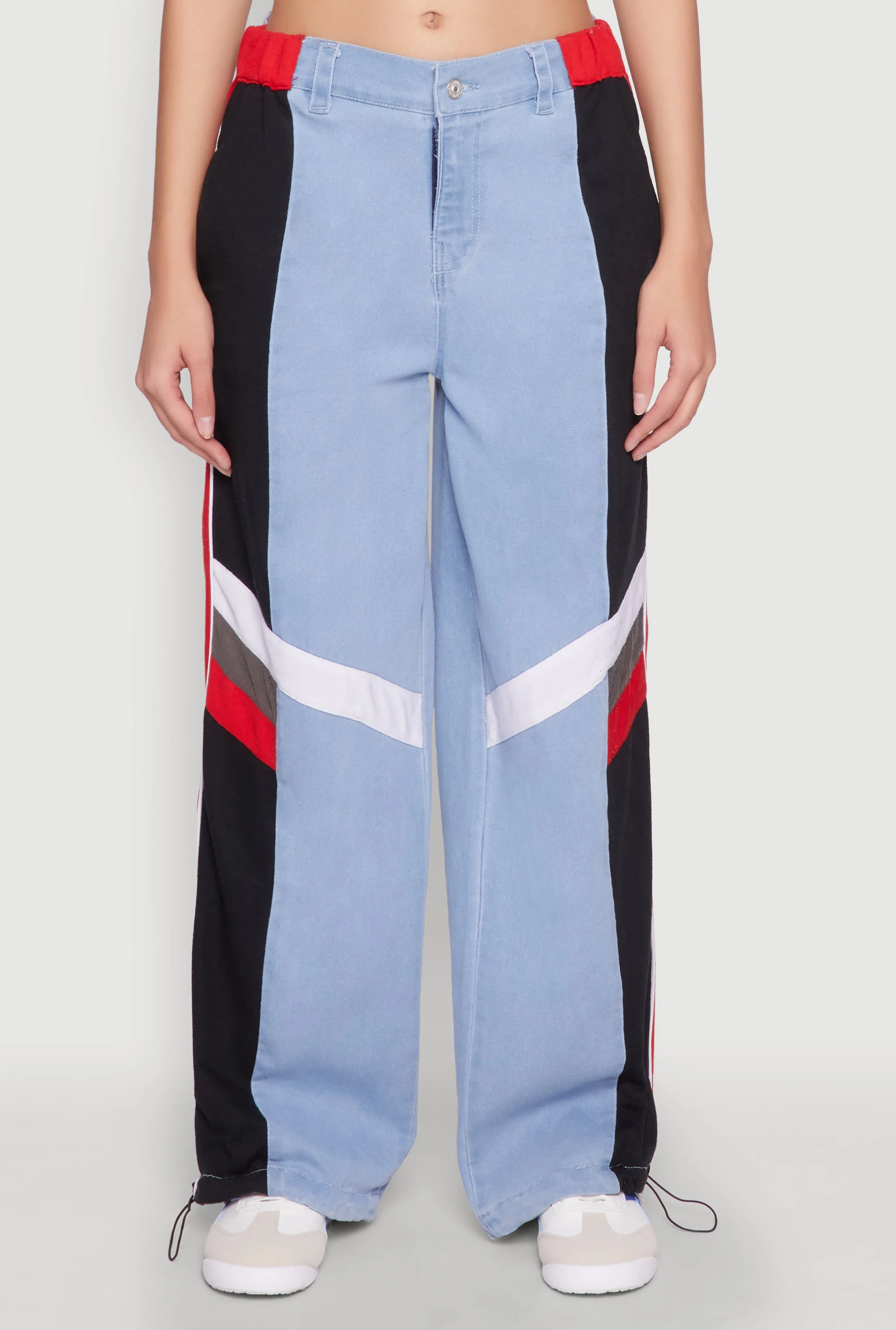 Color Block Wide Leg Denim Joggers sold by Rainbow product image thumbnail 5