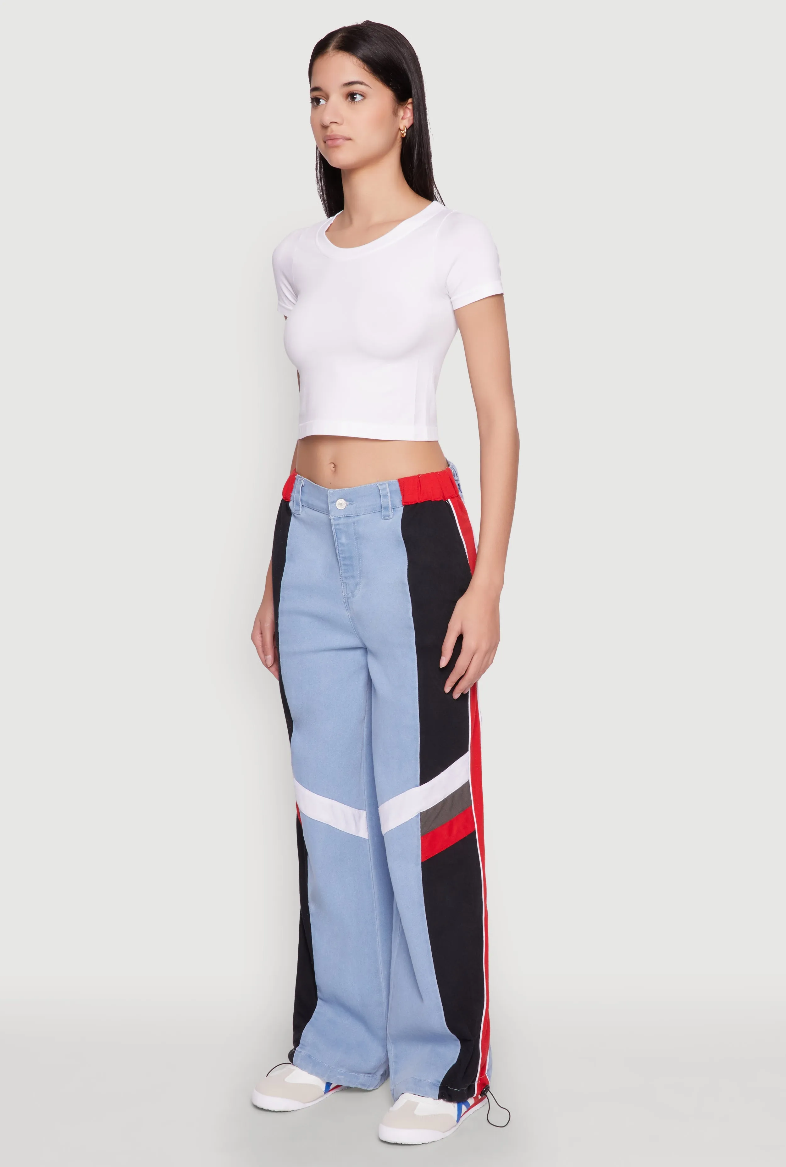 Color Block Wide Leg Denim Joggers sold by Rainbow product image thumbnail 3