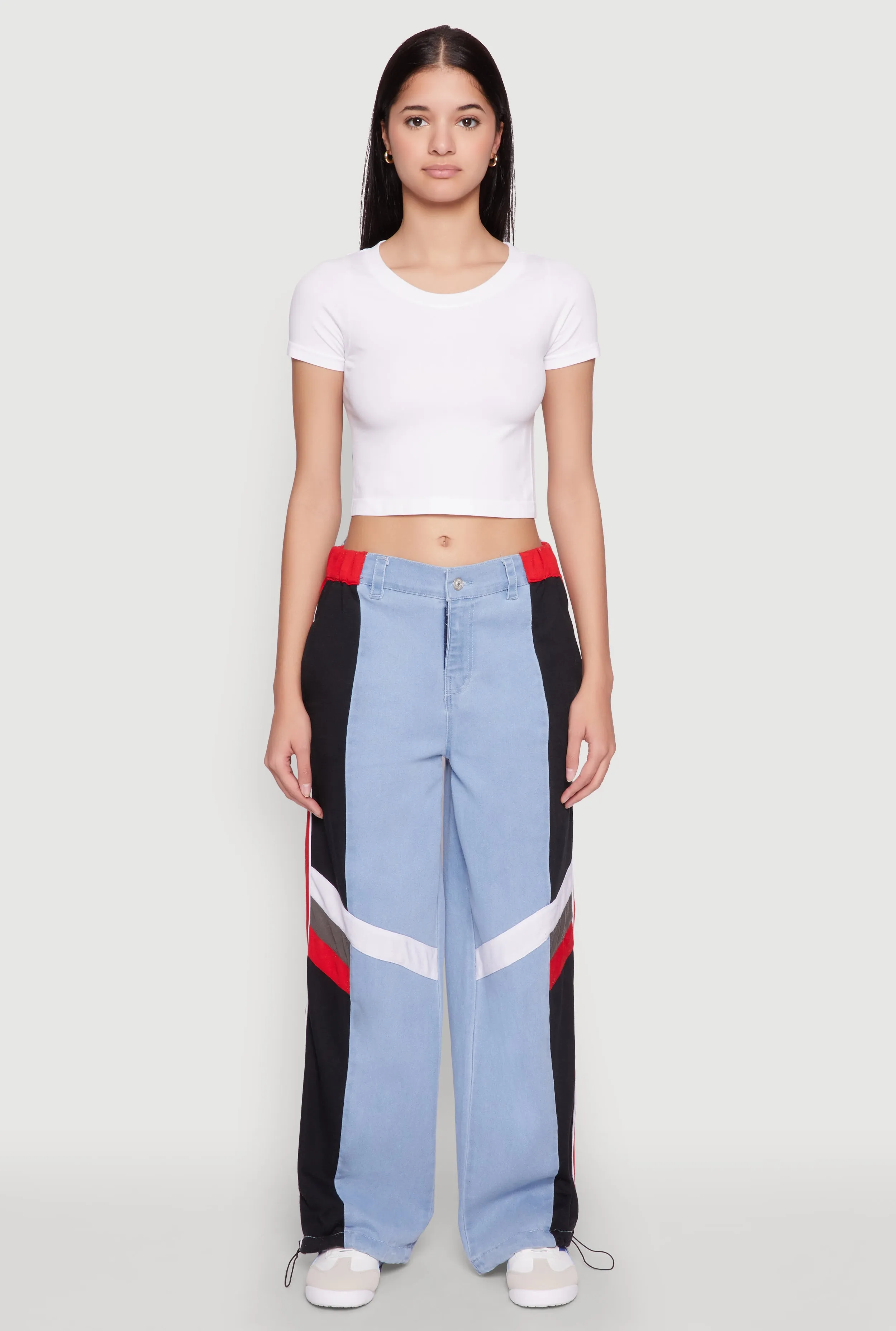 Color Block Wide Leg Denim Joggers sold by Rainbow product image thumbnail 2