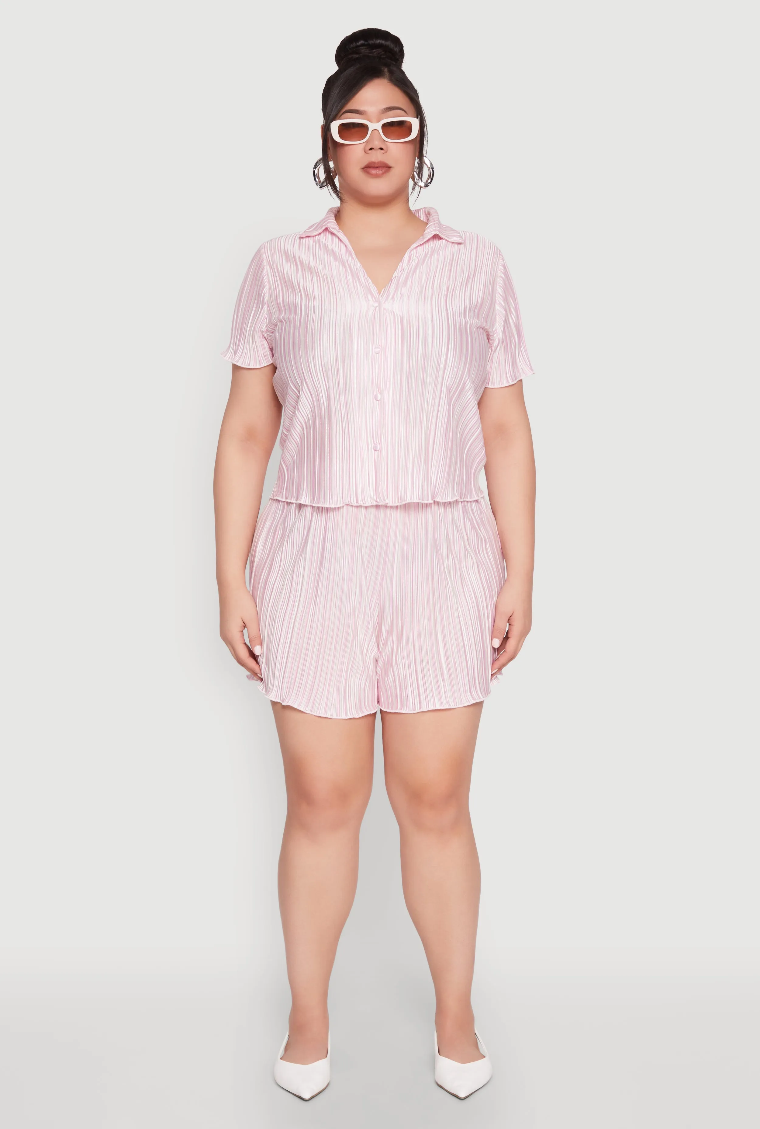 Plus Size Almost Famous Plisse Striped Shirt sold by Rainbow product image thumbnail 3