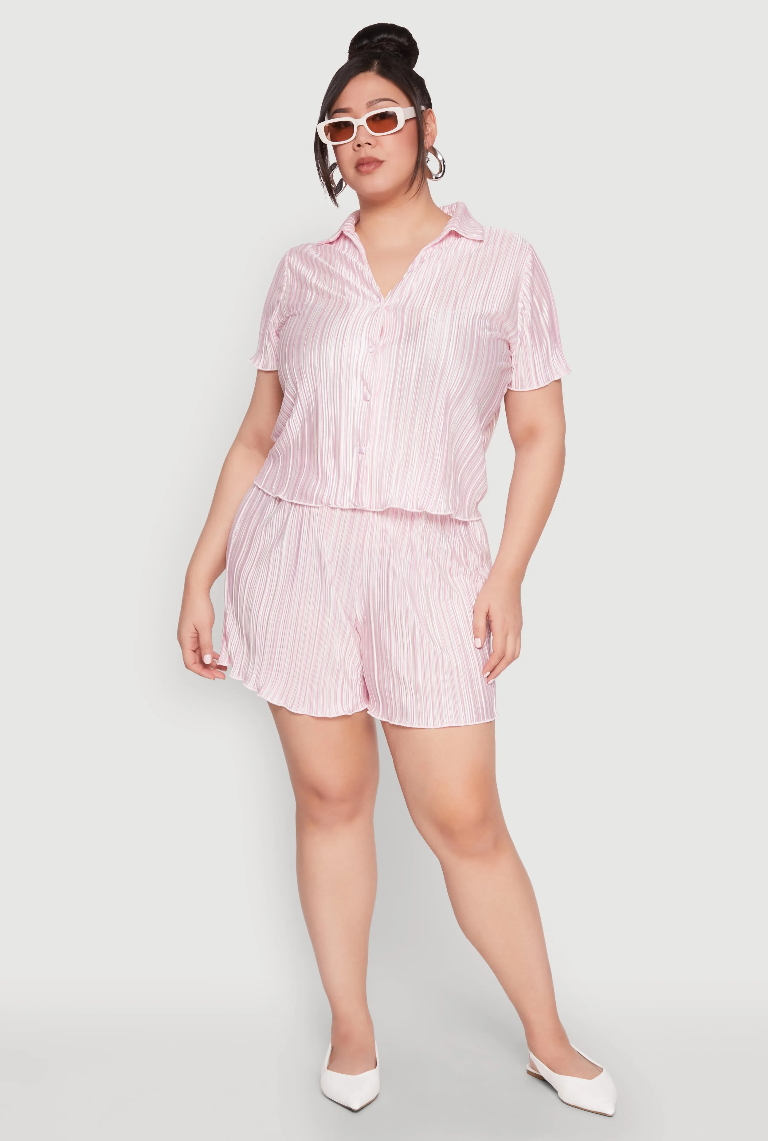Plus Size Almost Famous Plisse Striped Shirt sold by Rainbow product image thumbnail 2
