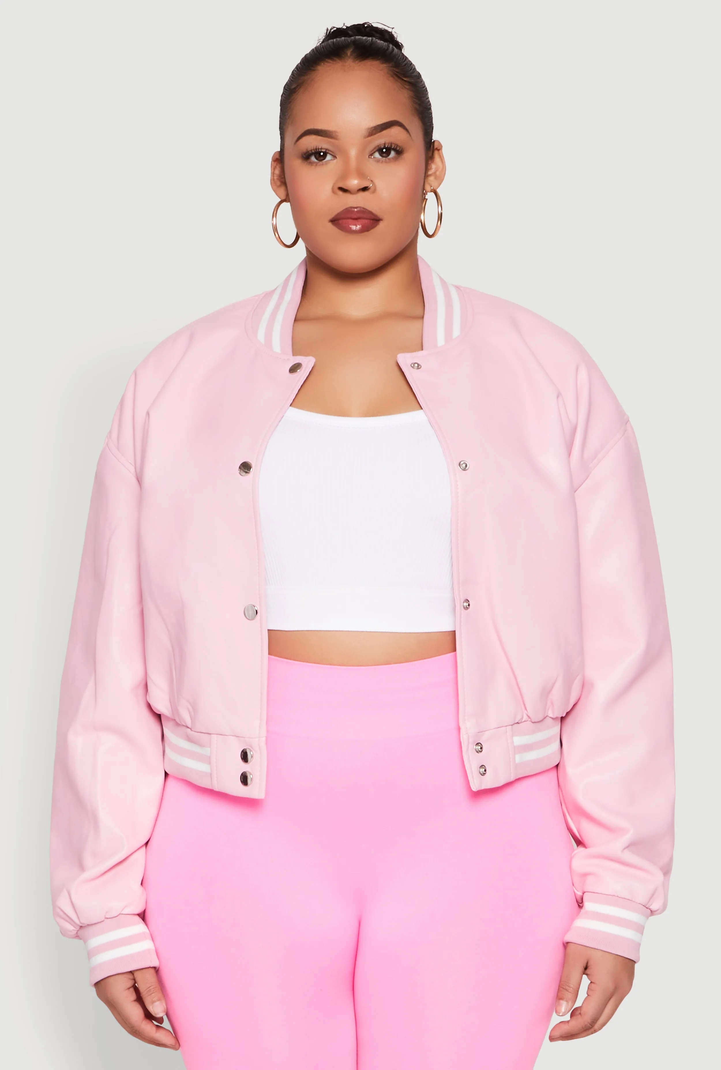 Plus Size Daisy Faux Leather Varsity Jacket sold by Rainbow product image thumbnail 2