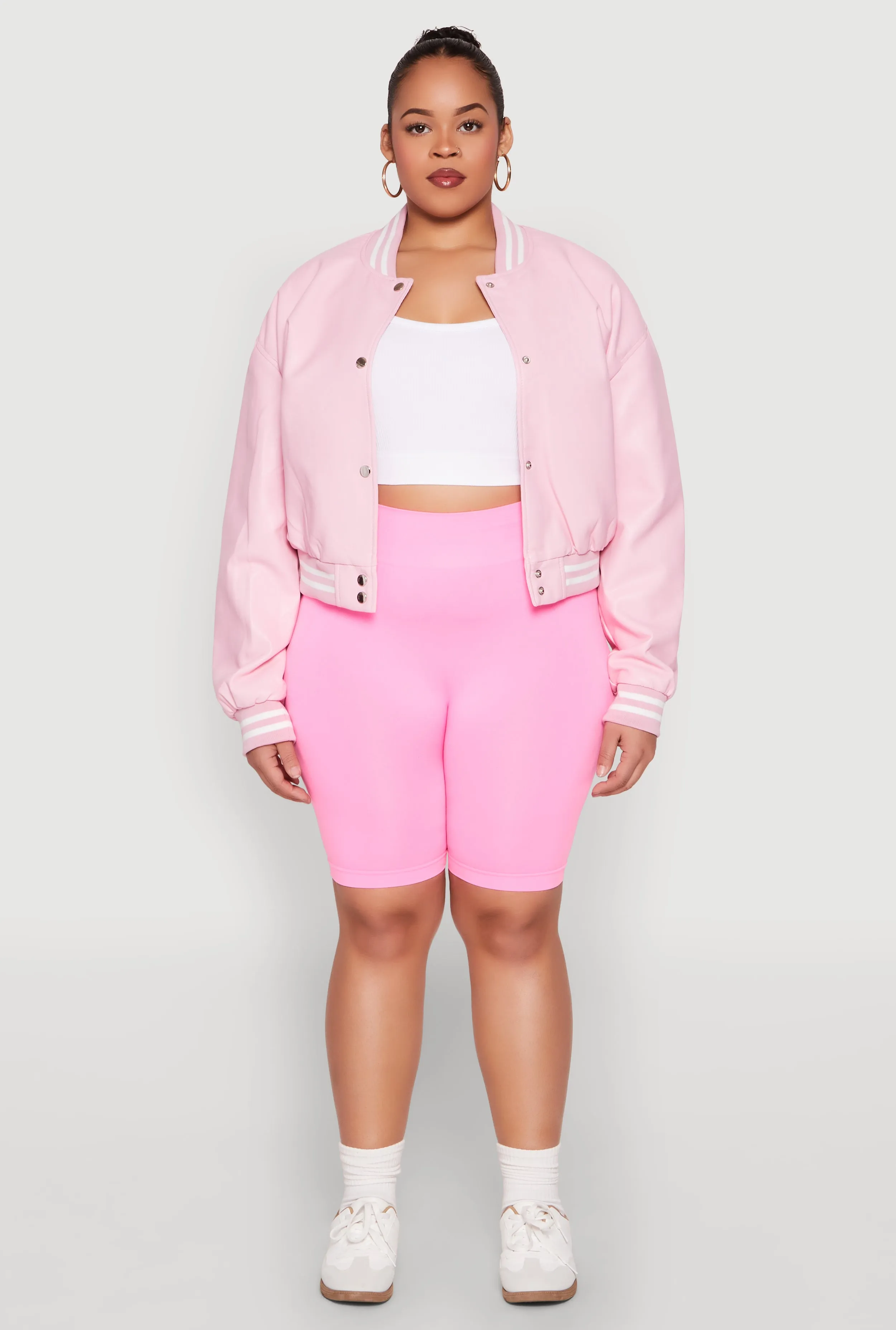 Plus Size Daisy Faux Leather Varsity Jacket sold by Rainbow product image thumbnail 3