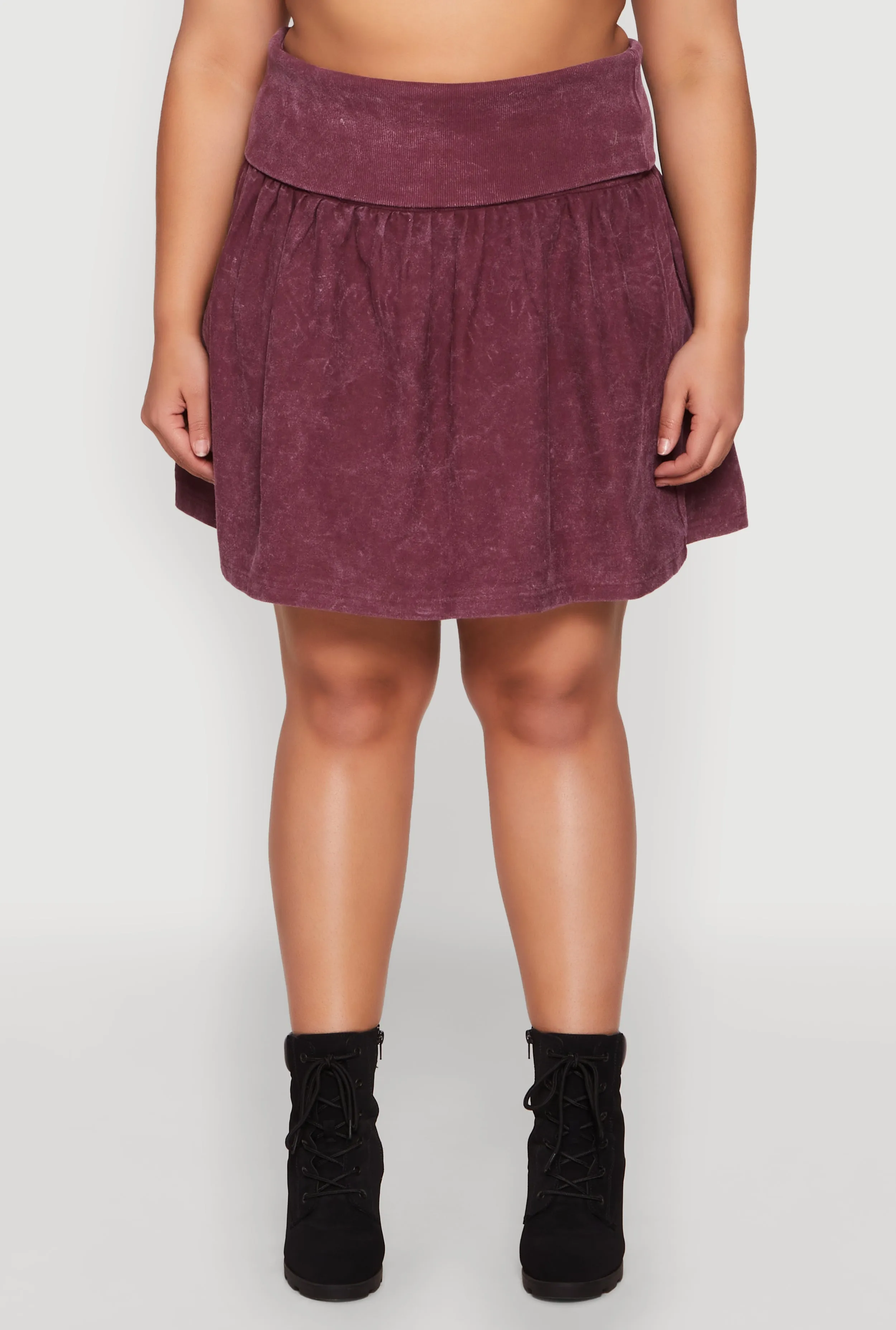 Plus Size Mineral Wash Fold Over Waist Skirt sold by Rainbow product image thumbnail 5