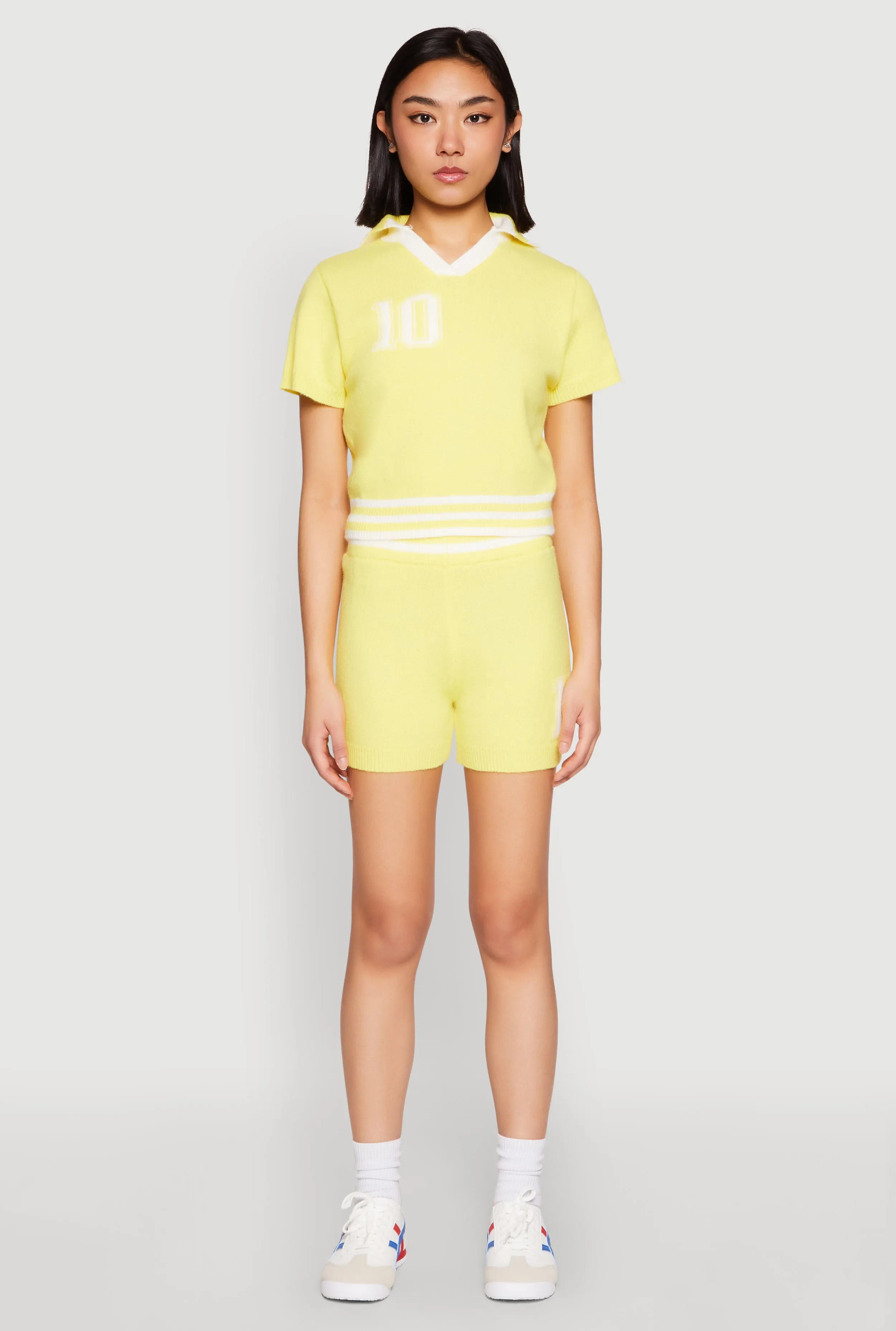 Daisy 10 Varsity Stripe Shorts sold by Rainbow