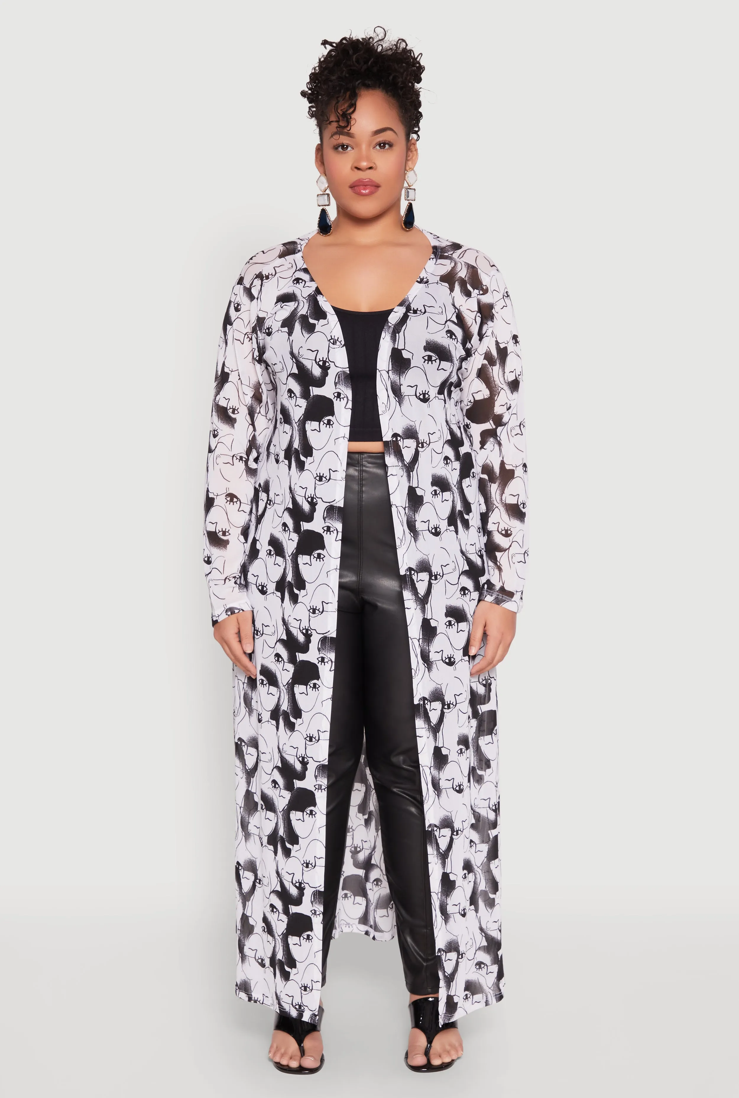 Plus Size Mesh Face Print Duster sold by Rainbow product image thumbnail 2