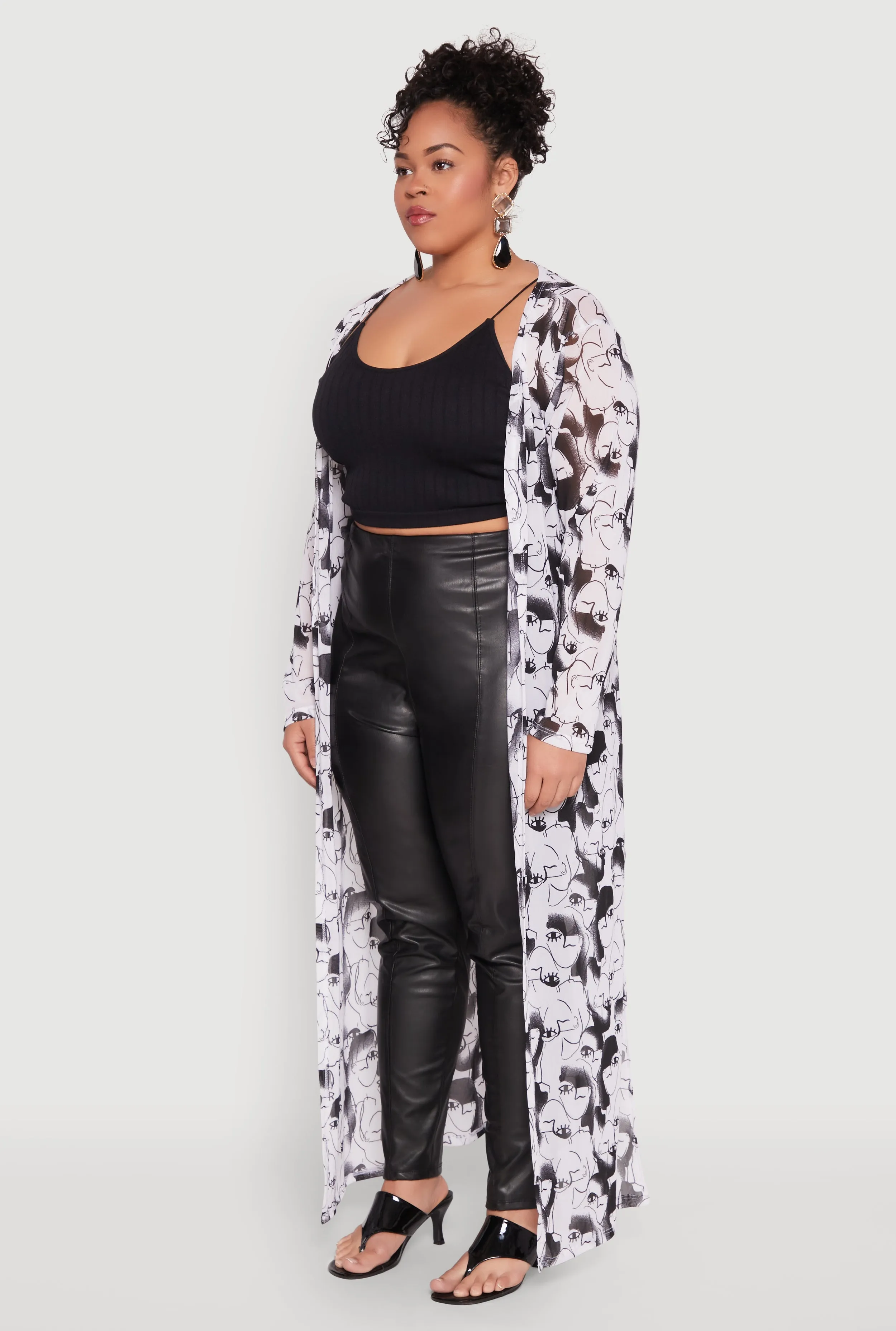 Plus Size Mesh Face Print Duster sold by Rainbow product image thumbnail 3