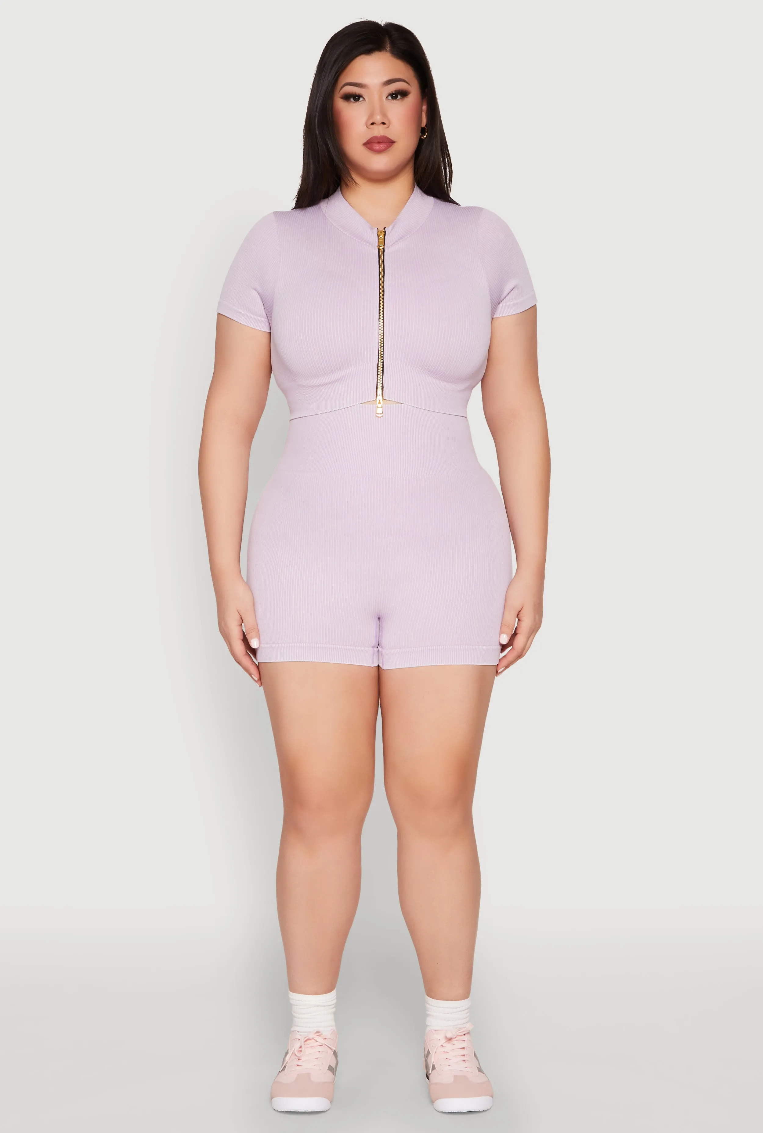 Plus Size Daisy Mineral Wash Seamless Zip Front Top sold by Rainbow product image thumbnail 2