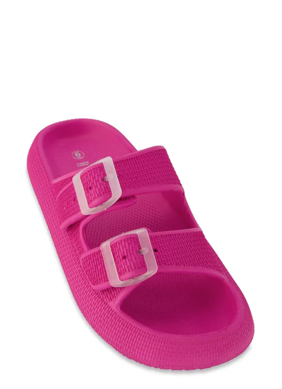 Double Buckle Band Slide Sandals sold by Rainbow