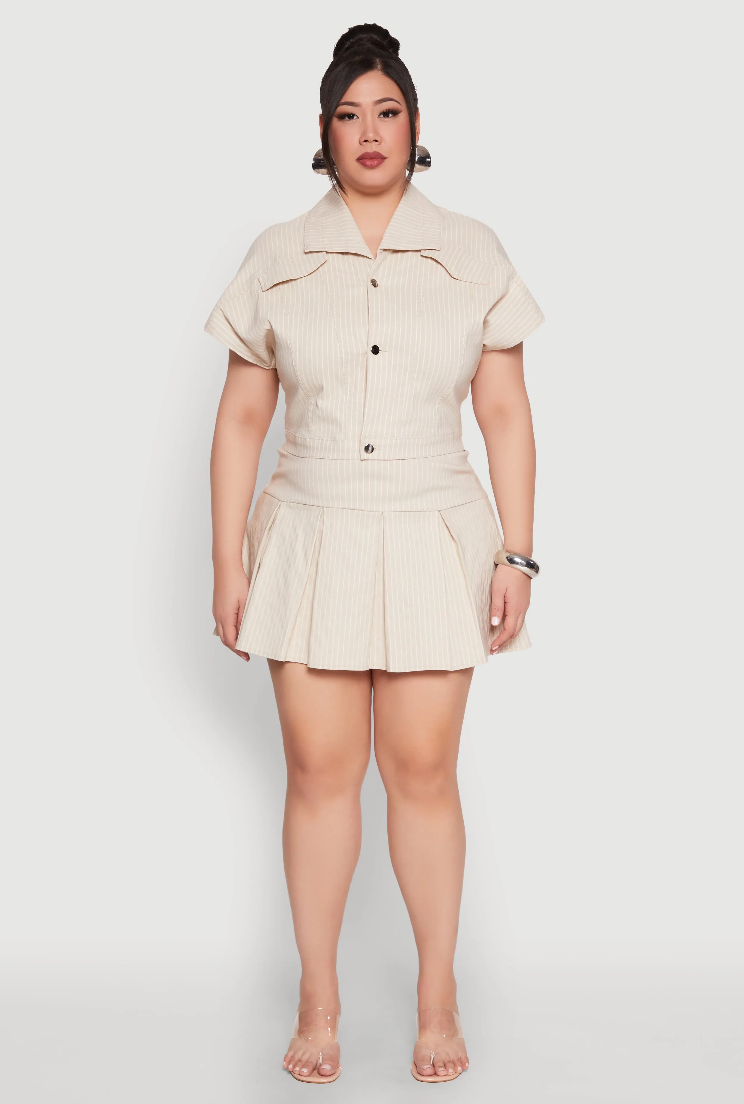 Plus Size Pinstripe Hyperstretch Crop Top sold by Rainbow product image thumbnail 2