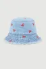 Embroidered Bows Denim Bucket Hat sold by Rainbow