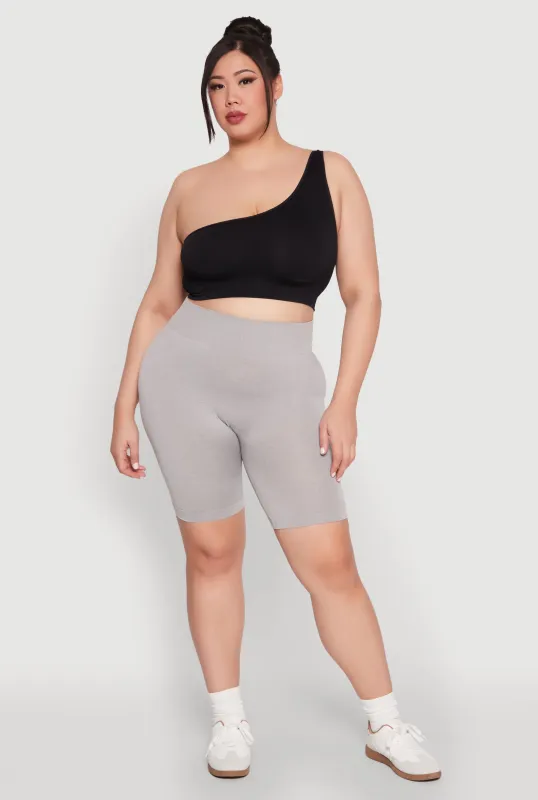 Plus Size High Waist Seamless Biker Shorts sold by Rainbow