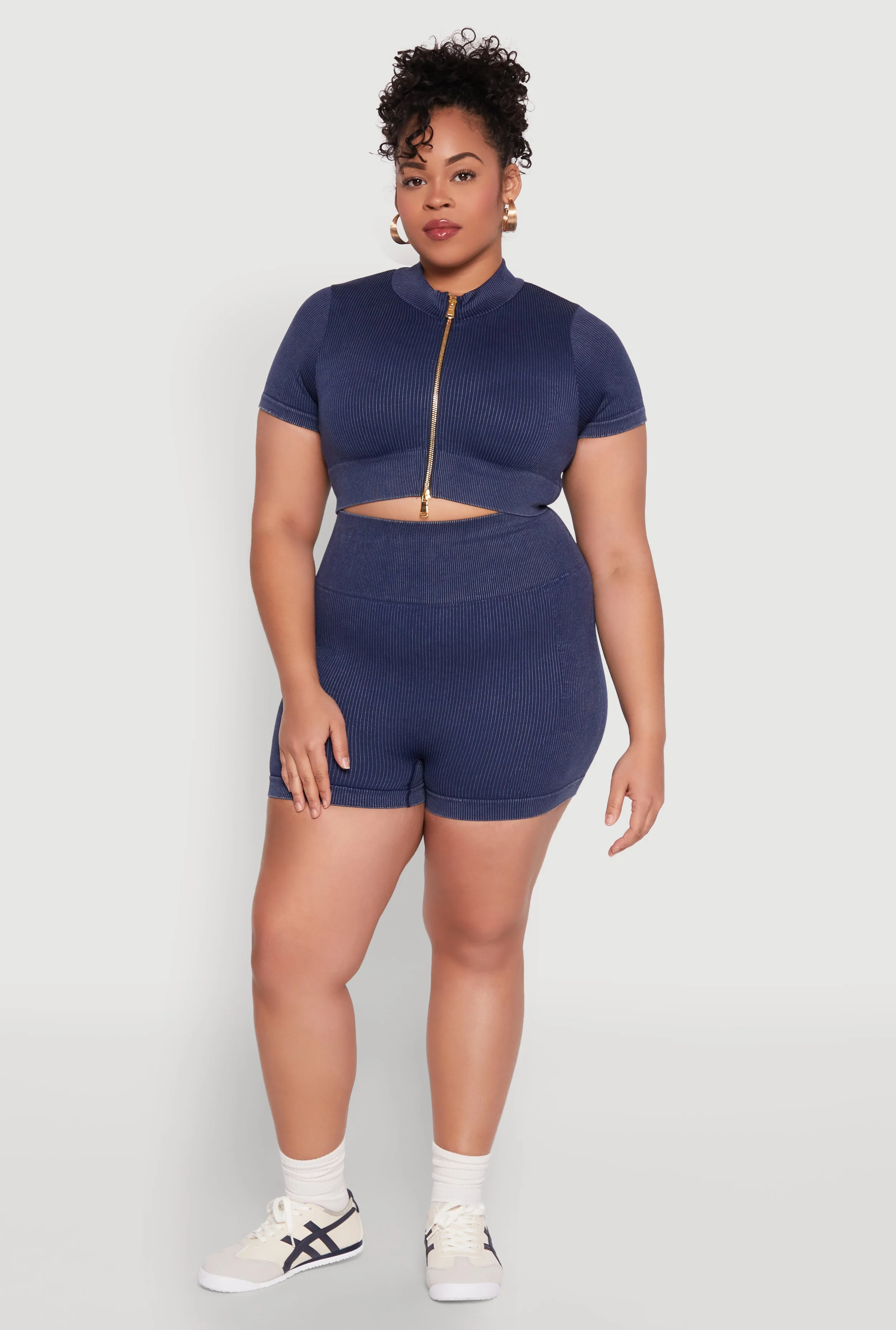 Plus Size Daisy Mineral Wash Seamless Bike Shorts sold by Rainbow