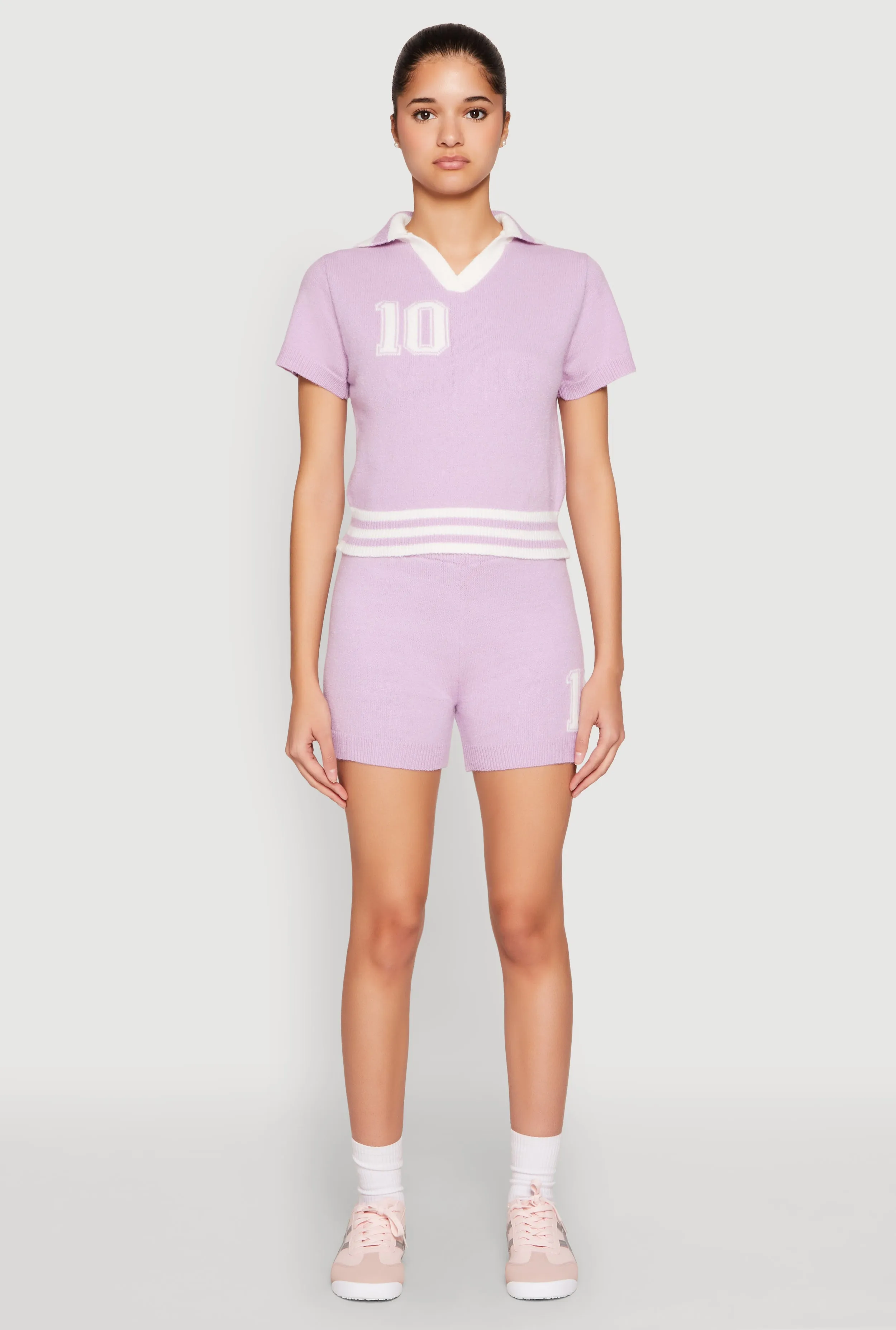 Daisy 10 Varsity Stripe Shorts sold by Rainbow