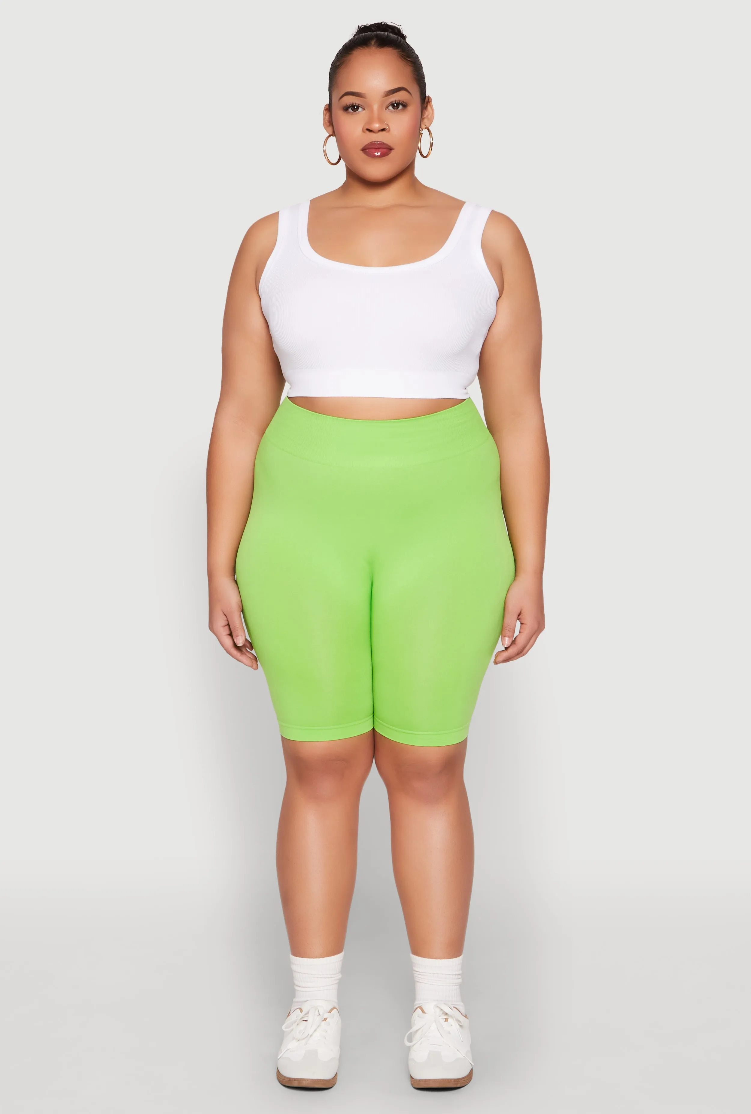 Plus Size High Waist Seamless Biker Shorts sold by Rainbow