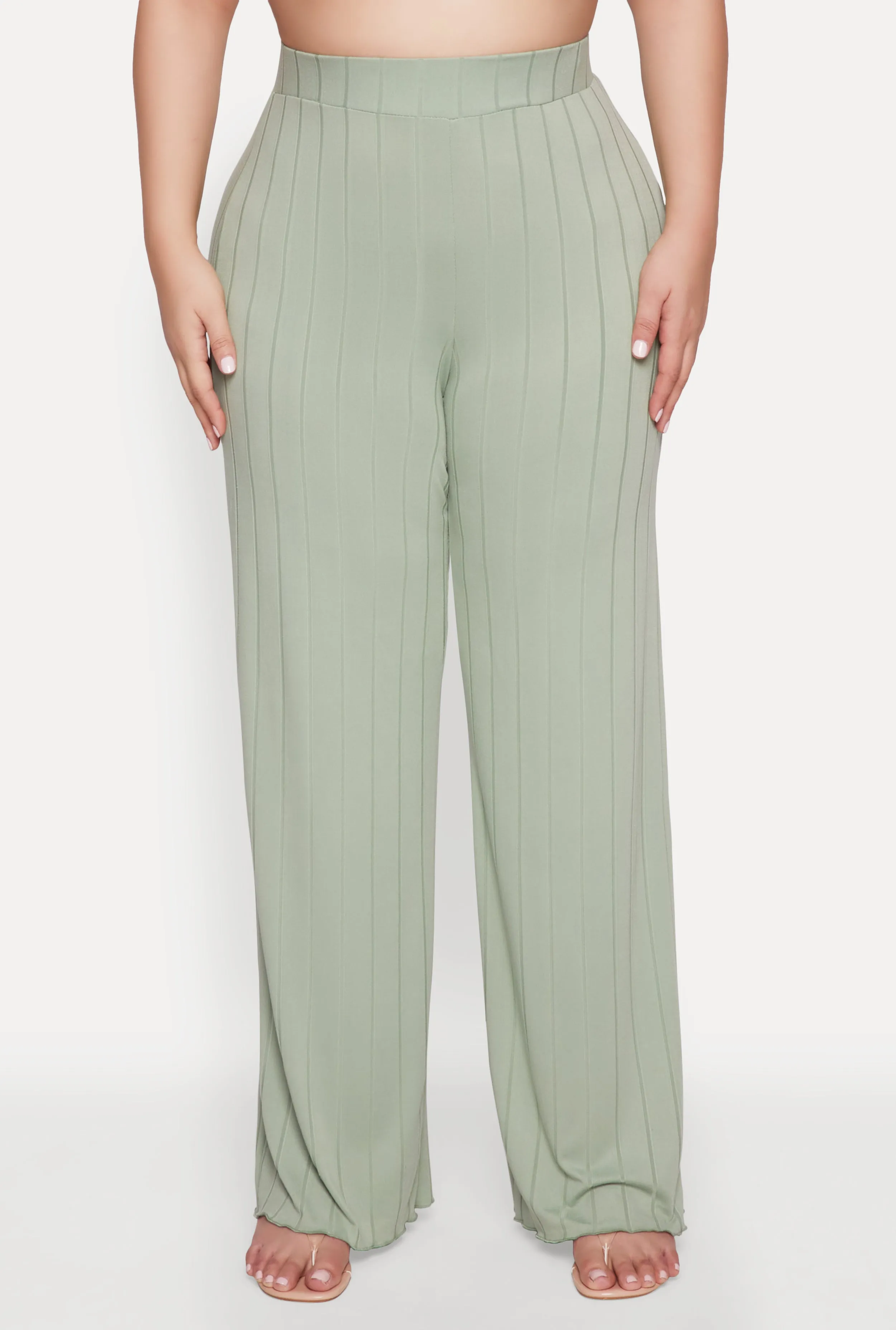 Plus Size Ribbed Knit Wide Leg Pants sold by Rainbow product image thumbnail 3