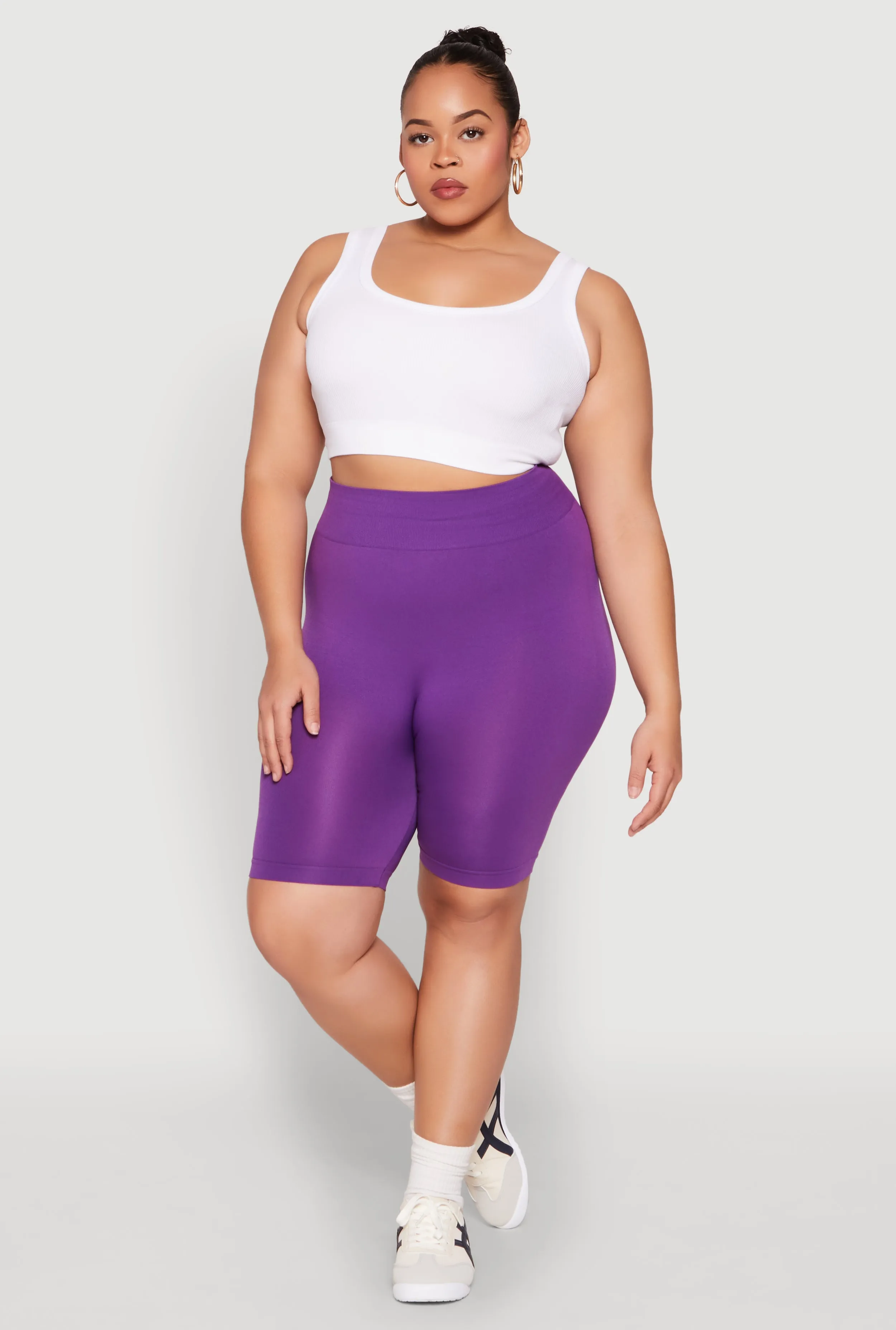 Plus Size High Waist Seamless Biker Shorts sold by Rainbow