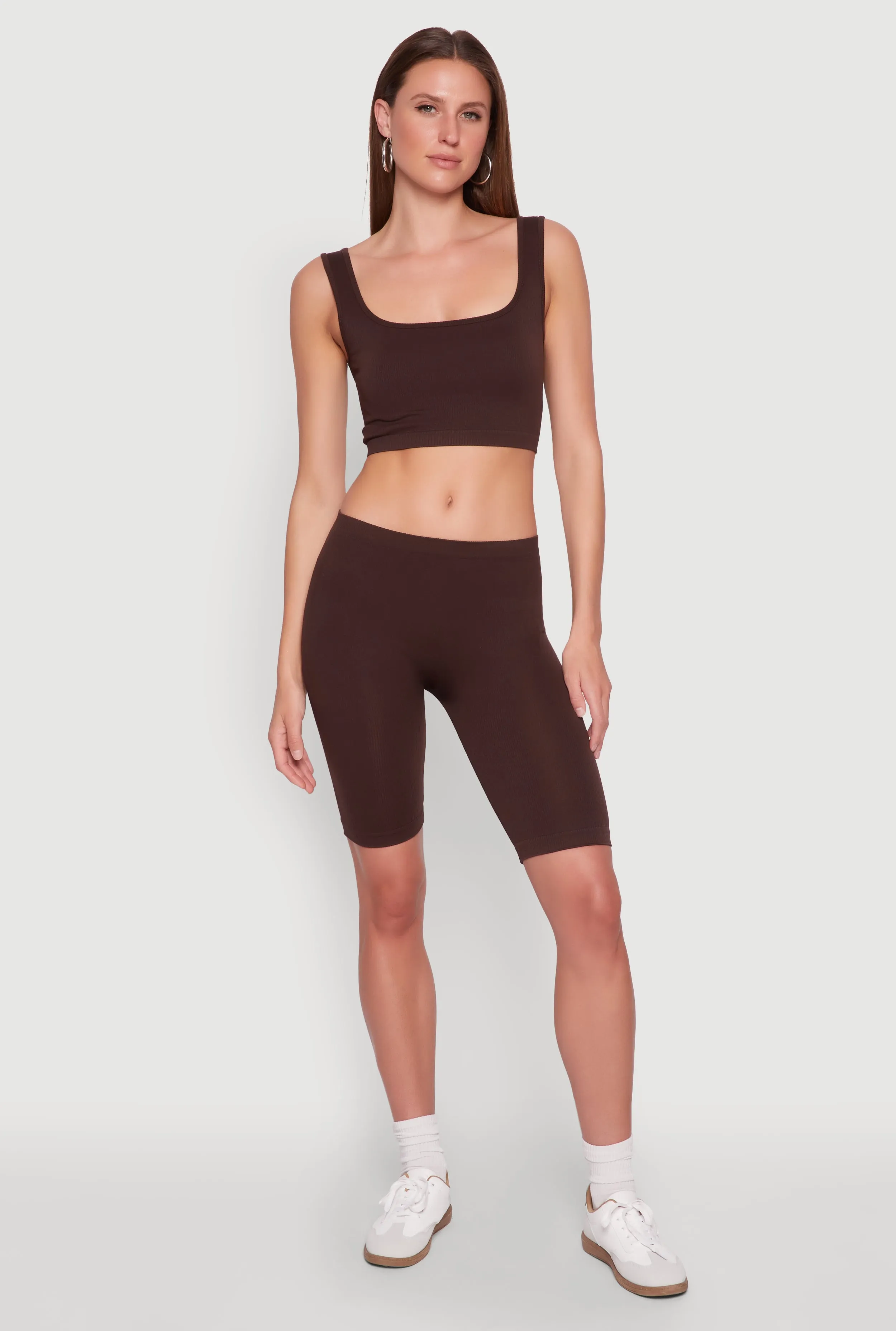 Seamless Square Neck Crop Top and Biker Shorts sold by Rainbow product image thumbnail 2