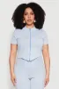 Plus Size Mineral Wash Zip Front Top sold by Rainbow