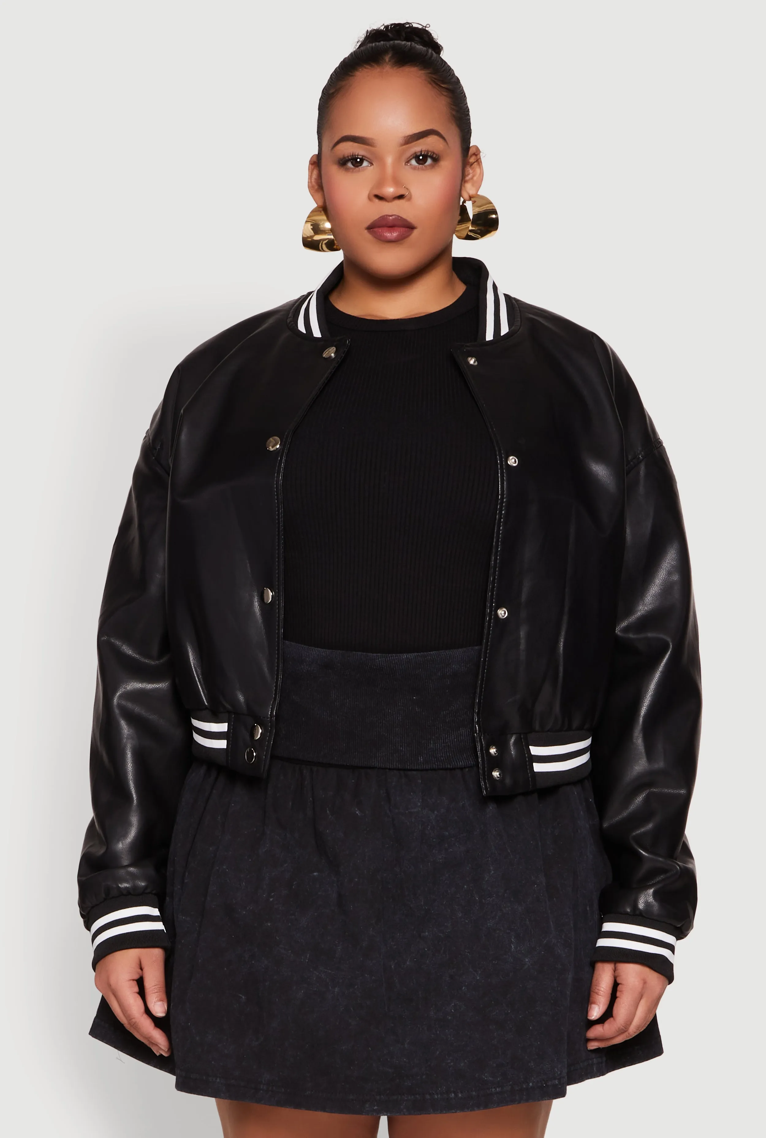 Plus Size Daisy Faux Leather Varsity Jacket sold by Rainbow product image thumbnail 2