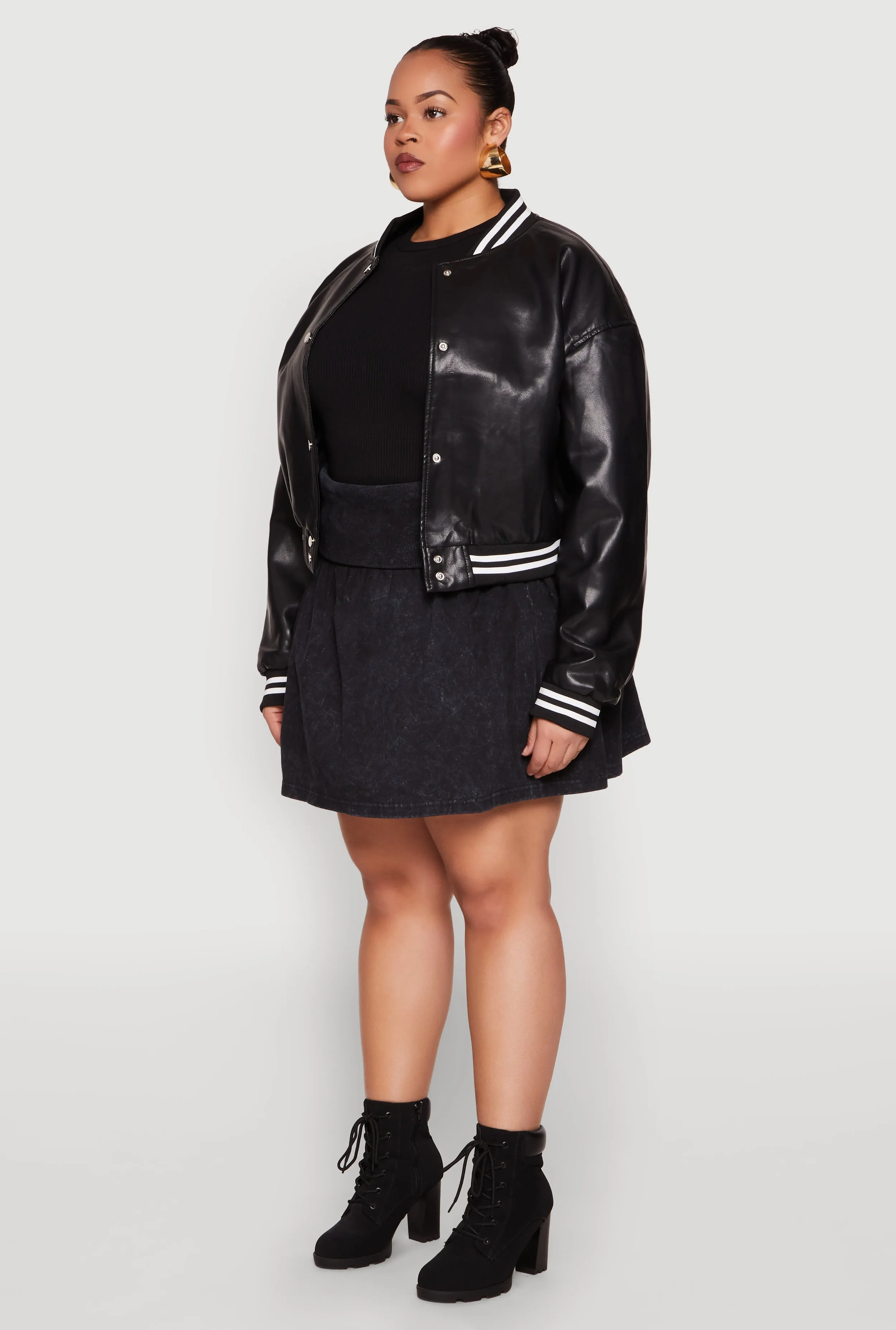 Plus Size Daisy Faux Leather Varsity Jacket sold by Rainbow product image thumbnail 5