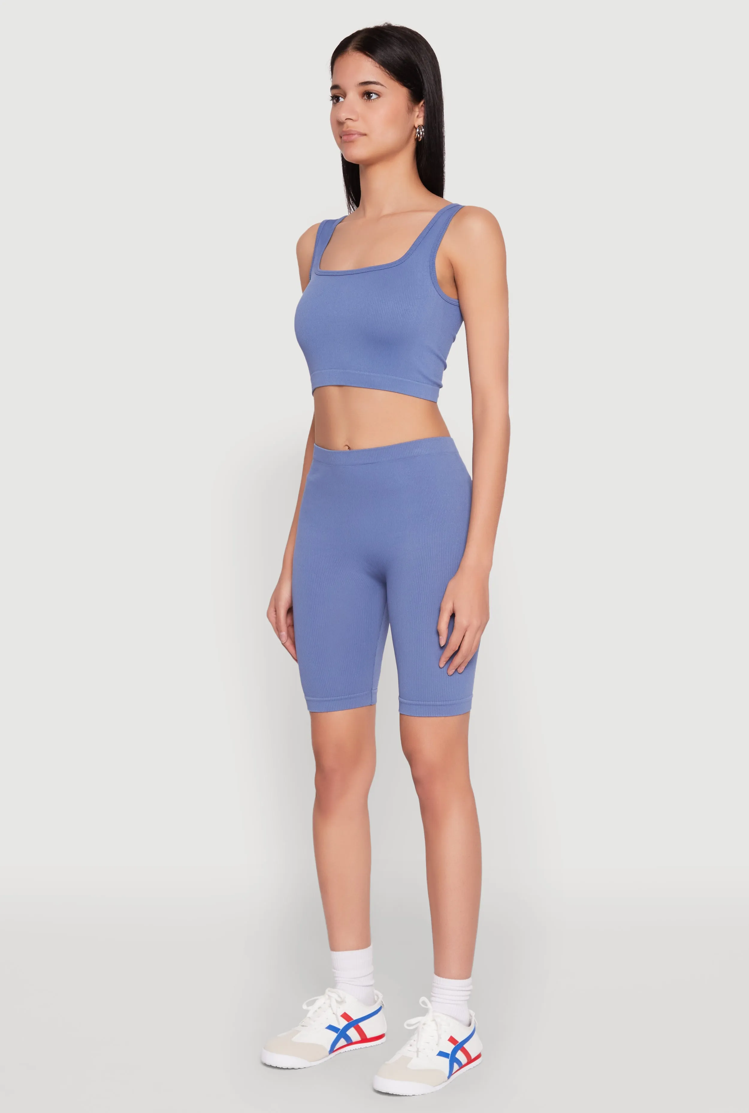 Seamless Square Neck Crop Top and Biker Shorts sold by Rainbow product image thumbnail 3