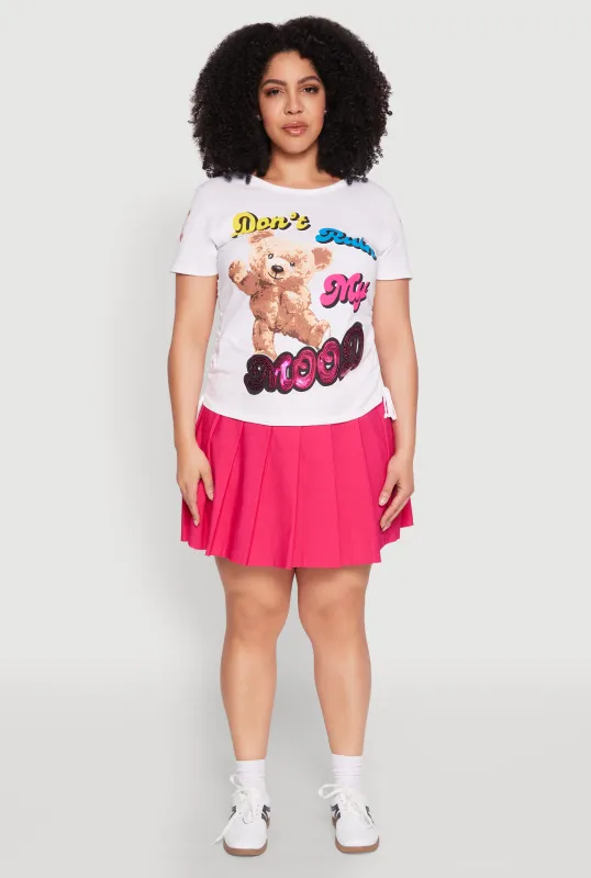 Plus Size Dont Ruin My Mood Sequin Graphic Tee sold by Rainbow